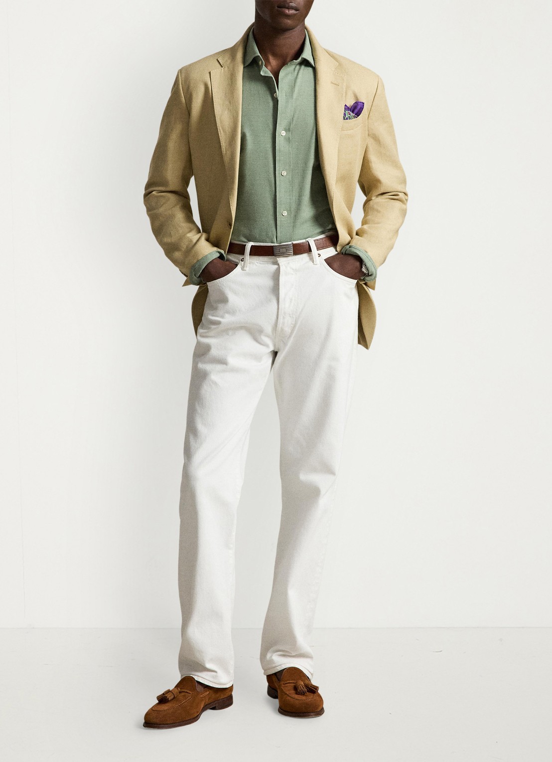 Ralph Lauren Custom fit keper performance overhemd - detail fern green heather / groen