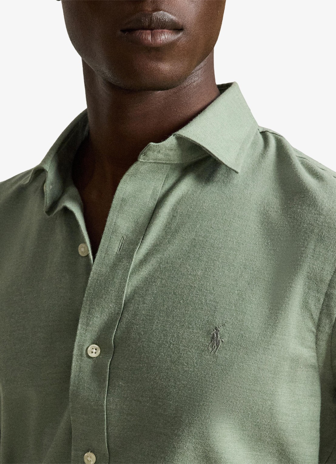 Ralph Lauren Custom fit keper performance overhemd - detail 2 fern green heather / groen