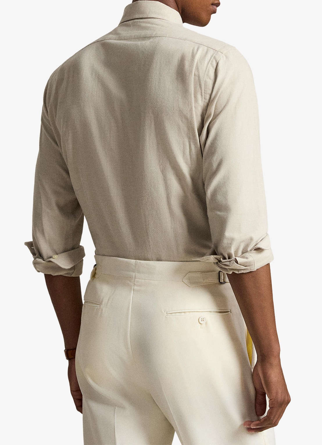 Ralph Lauren Custom fit keper performance overhemd - achterkant 6 expedition dune heather / beige