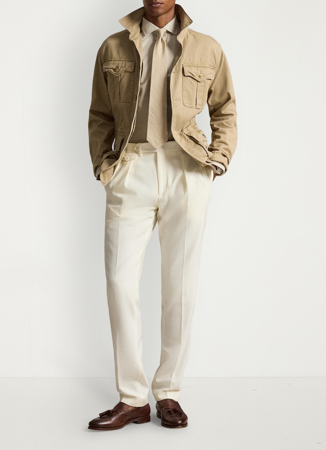 Ralph Lauren Custom fit keper performance overhemd - detail expedition dune heather / beige