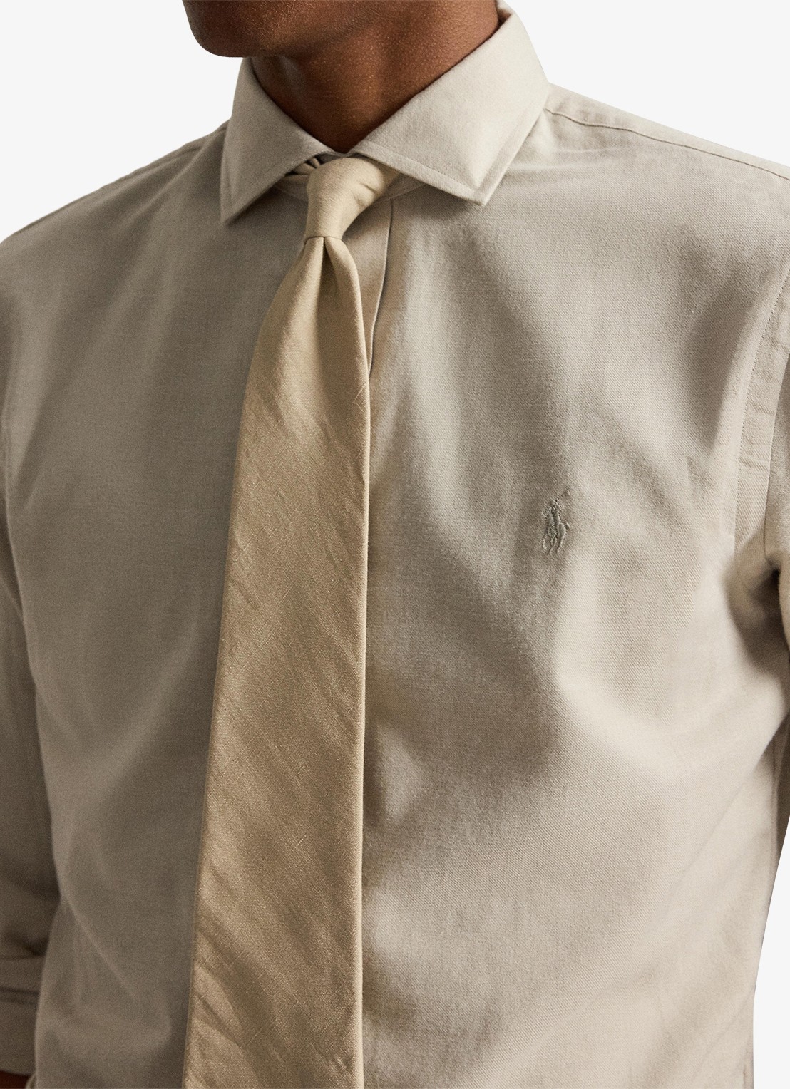 Ralph Lauren Custom fit keper performance overhemd - detail 4 expedition dune heather / beige