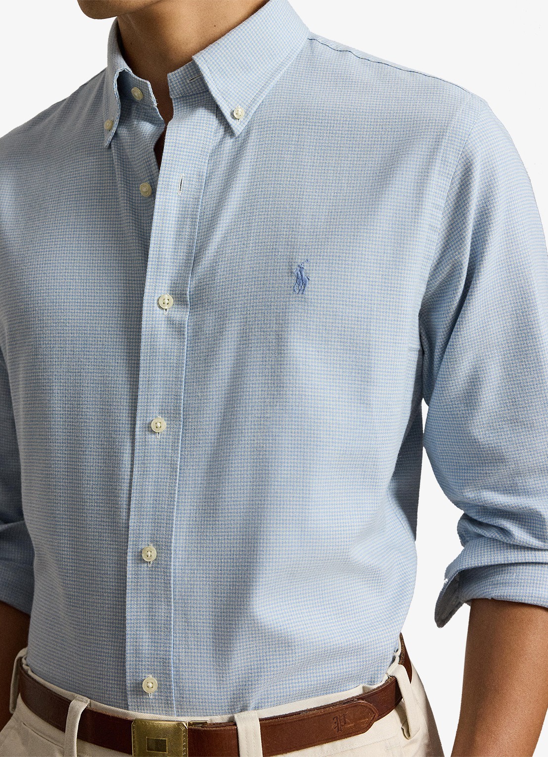 Ralph Lauren Custom fit keper performance overhemd - detail 2 lichtblauw