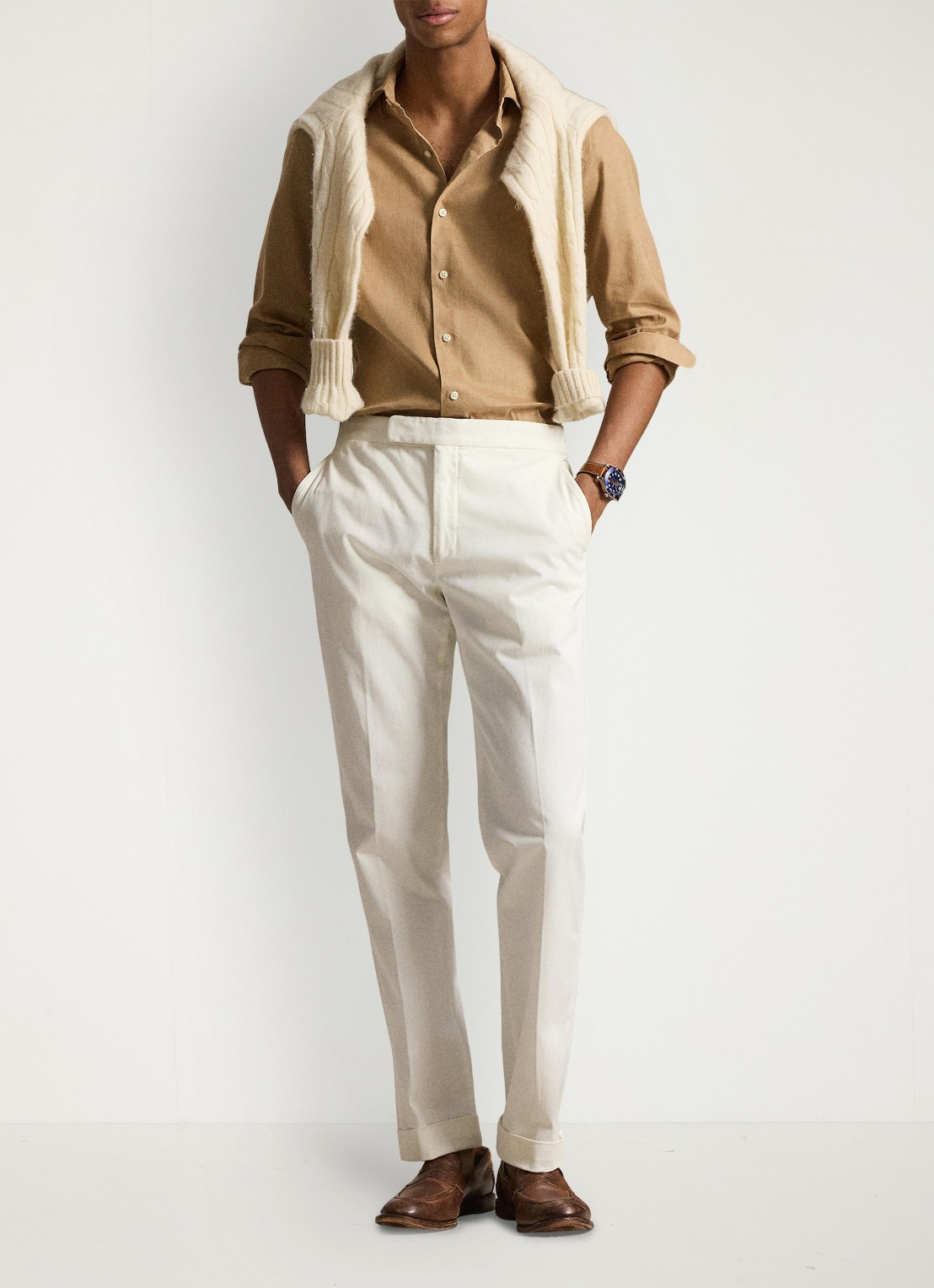 Ralph Lauren Custom fit overhemd in linnenblend met logo - detail 3 cafe tan / beige