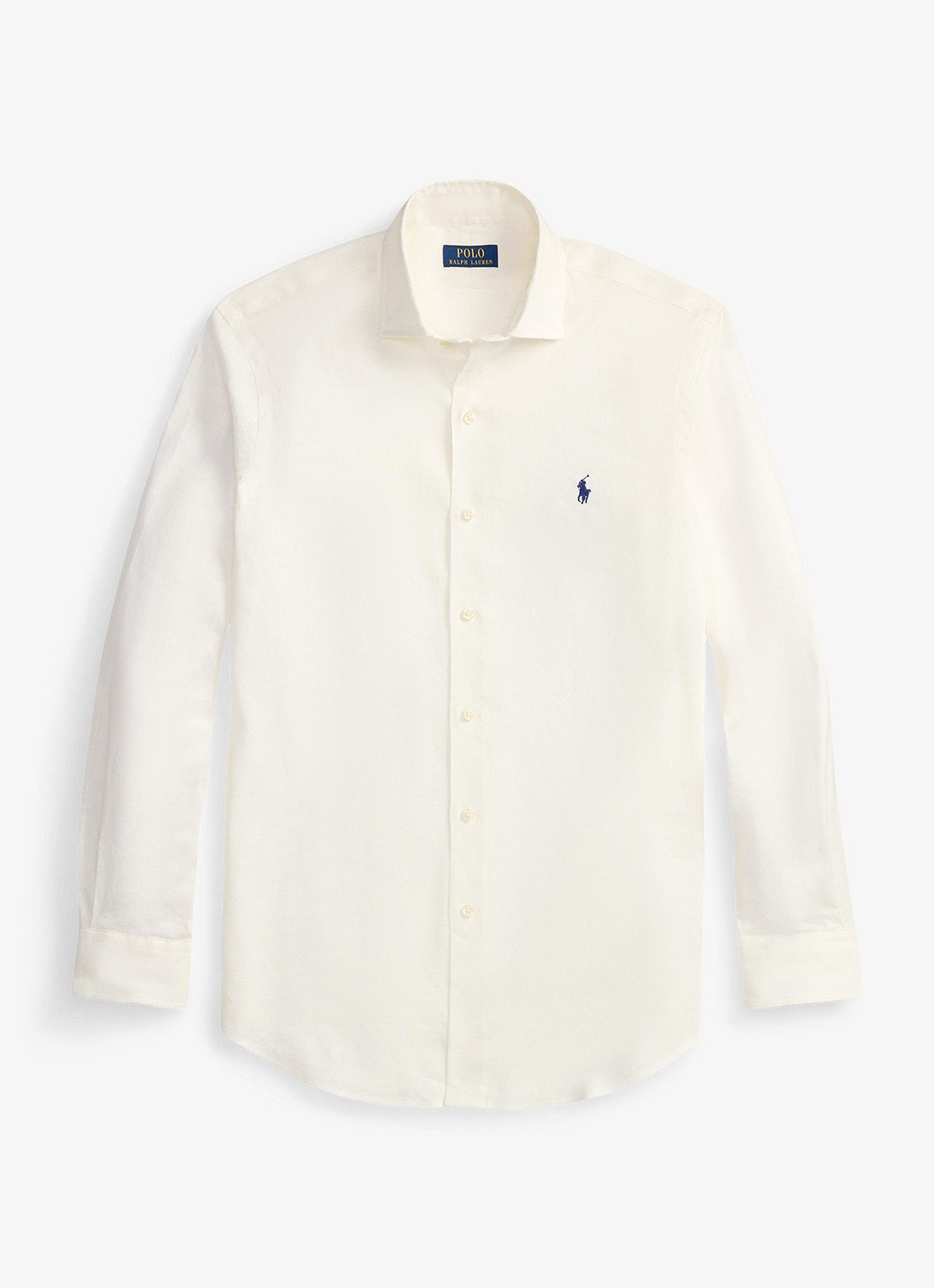 Ralph Lauren Custom fit overhemd in linnenblend met logo - voorkant 2 white / wit