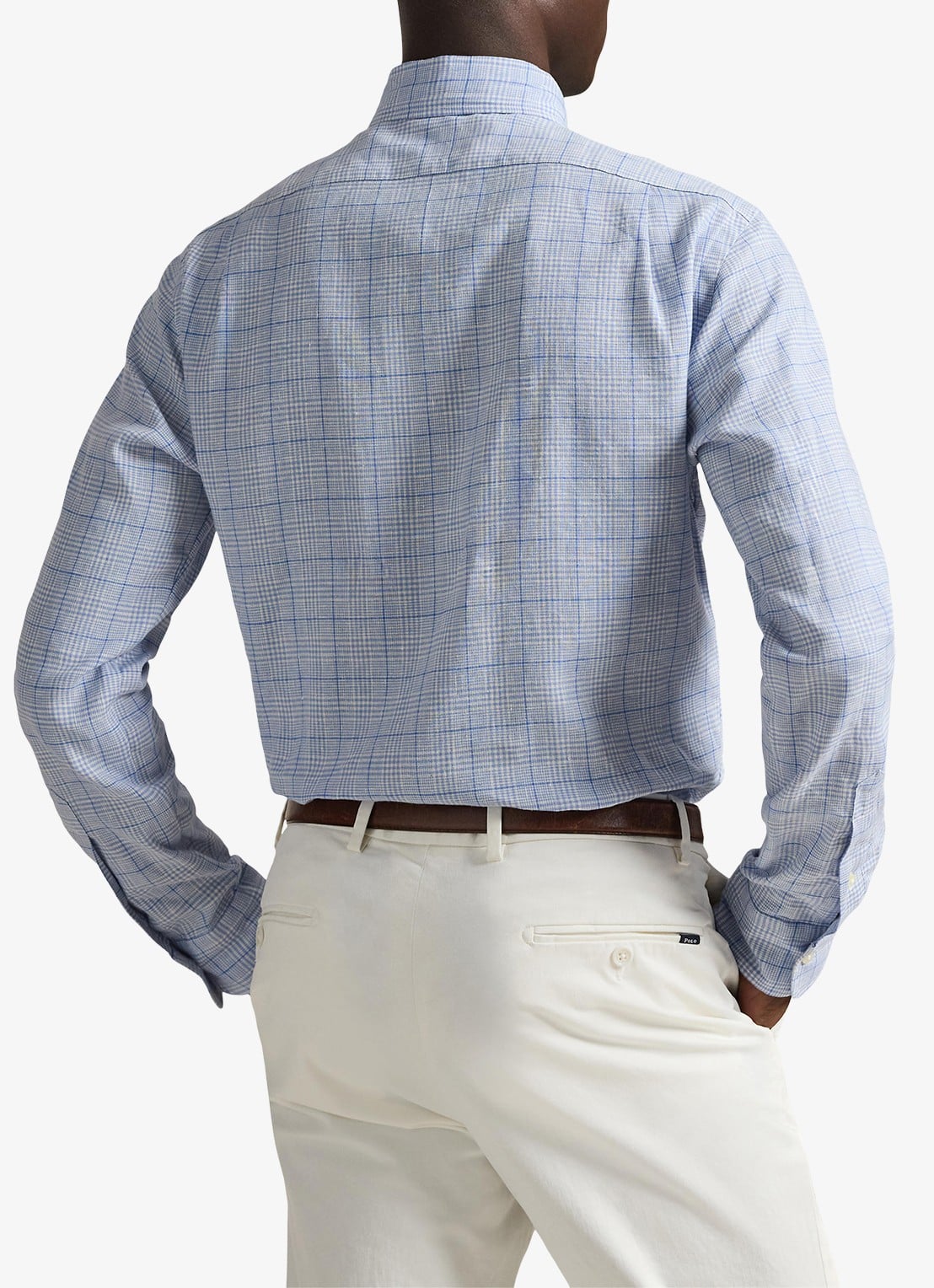 Ralph Lauren Custom fit overhemd in linnenblend met ruitdessin - achterkant 7190 blue multi-zyj4
