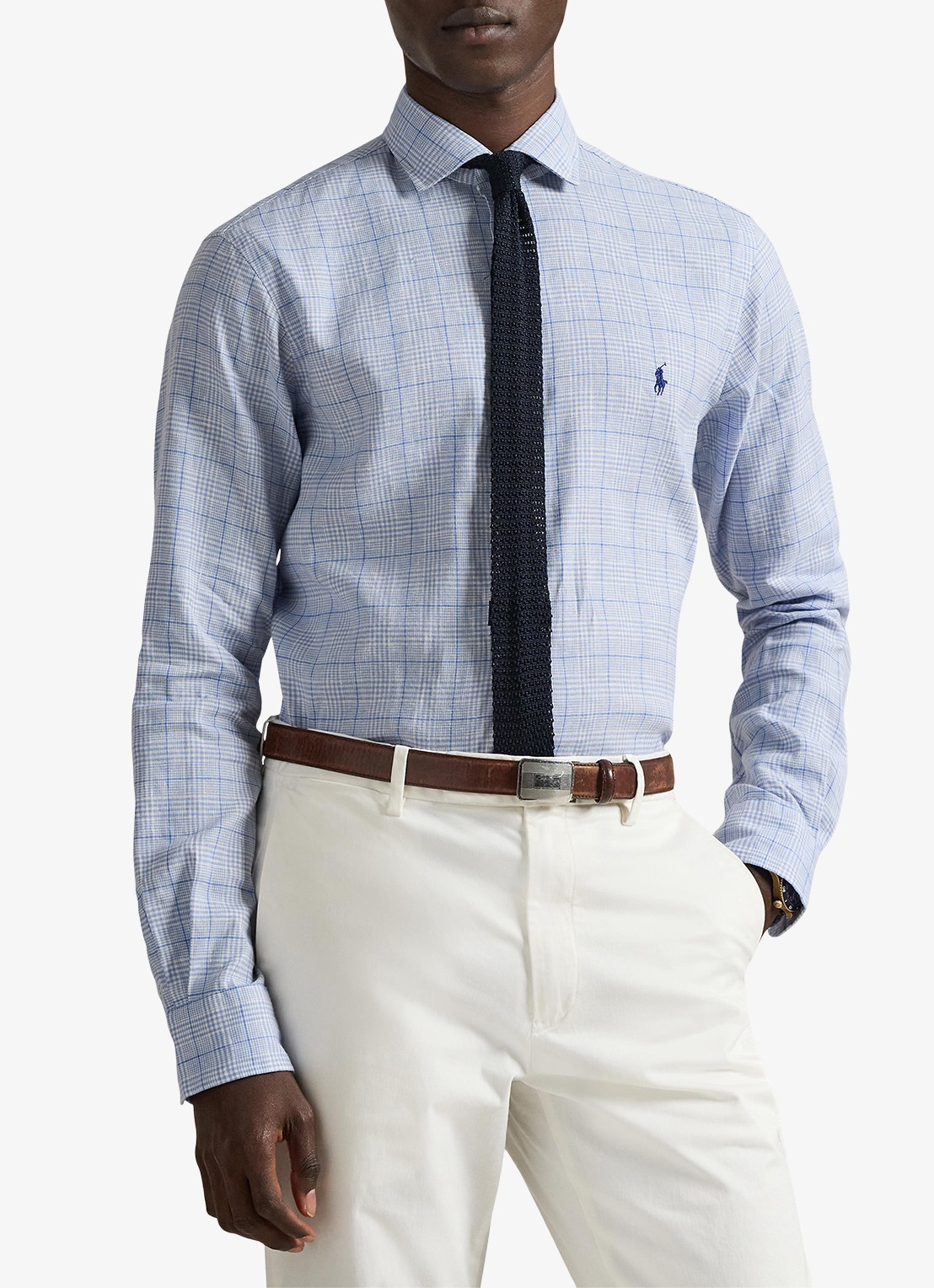 Ralph Lauren Custom fit overhemd in linnenblend met ruitdessin - detail 4 7190 blue multi-zyj4