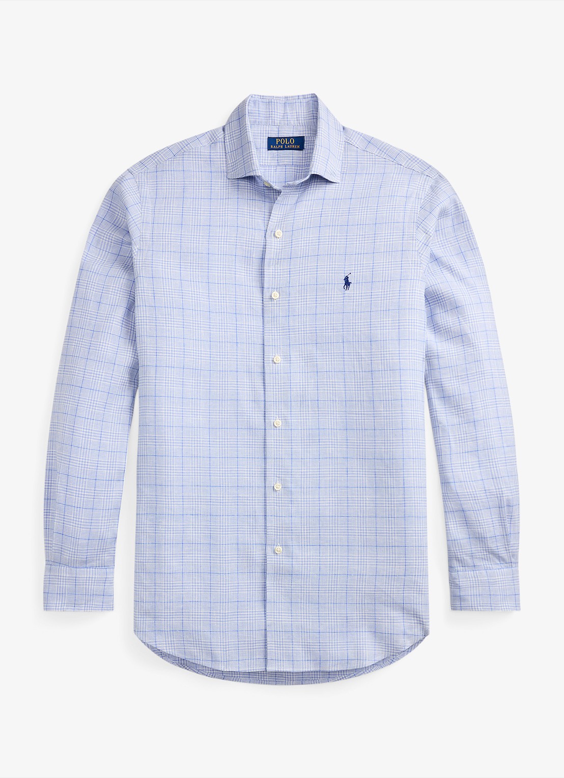 Ralph Lauren Custom fit overhemd in linnenblend met ruitdessin - voorkant 2 7190 blue multi-zyj4