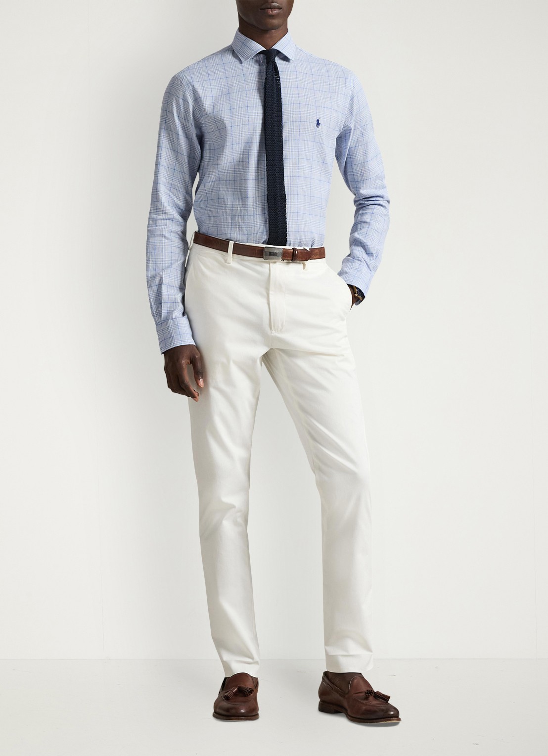 Ralph Lauren Custom fit overhemd in linnenblend met ruitdessin - voorkant 3 7190 blue multi-zyj4