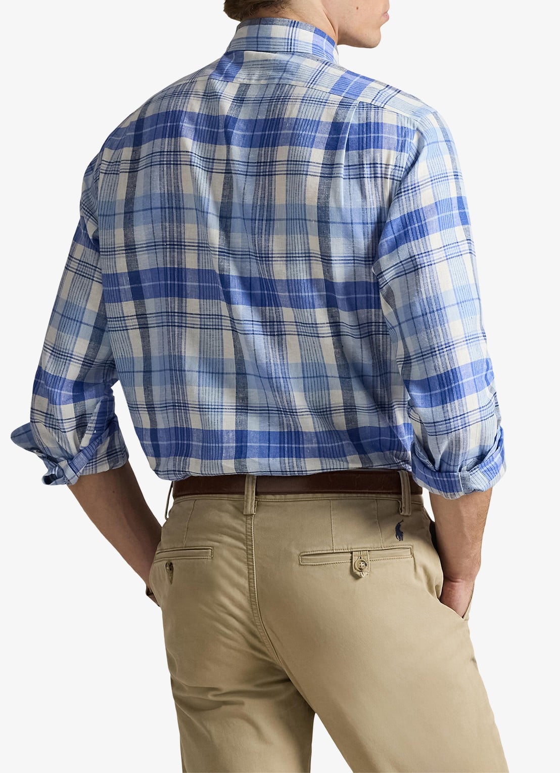 Ralph Lauren Custom fit overhemd in linnenblend met ruitdessin - achterkant 5 7117 blue multi-48od