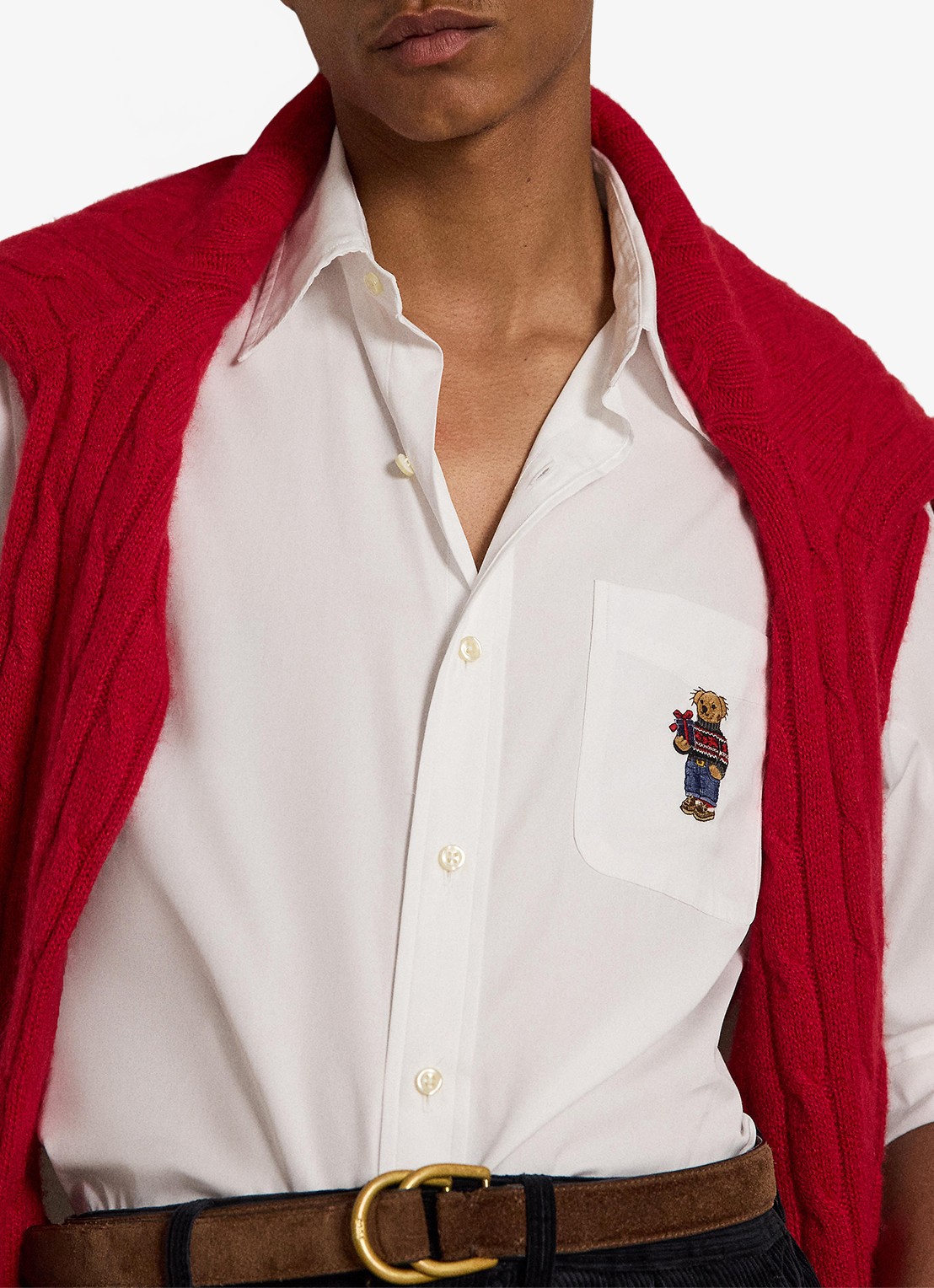 Ralph Lauren Custom fit overhemd met borduring - detail 2 wit