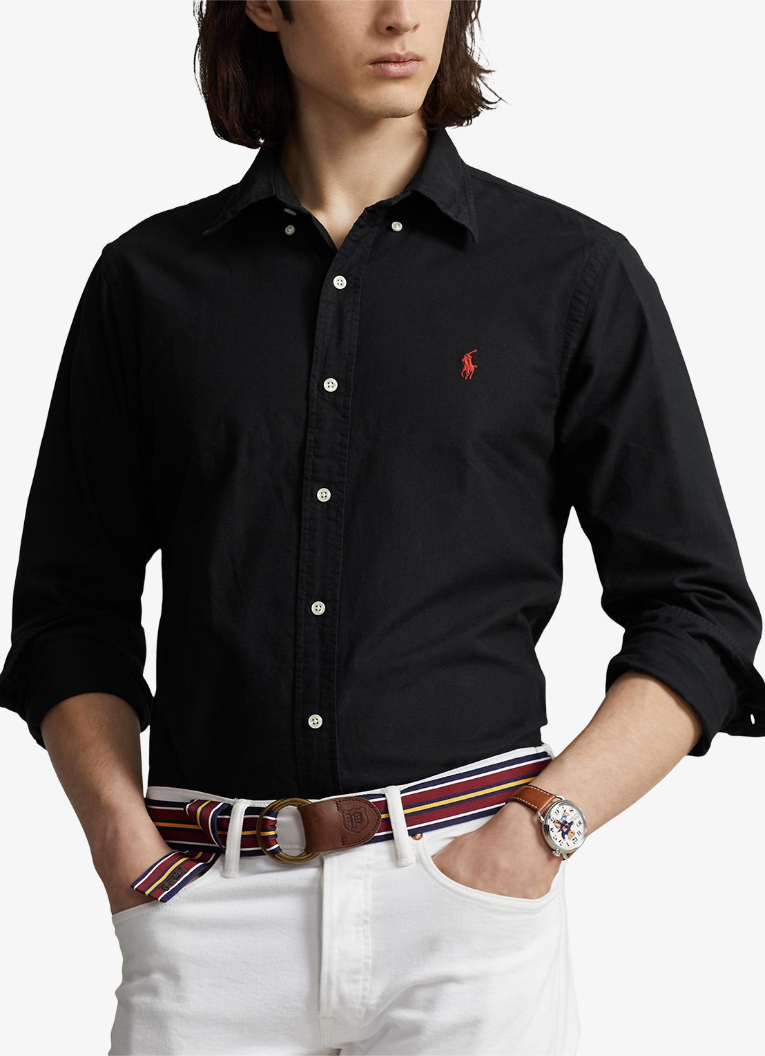 Ralph Lauren Custom fit overhemd met button-down kraag - detail polo black