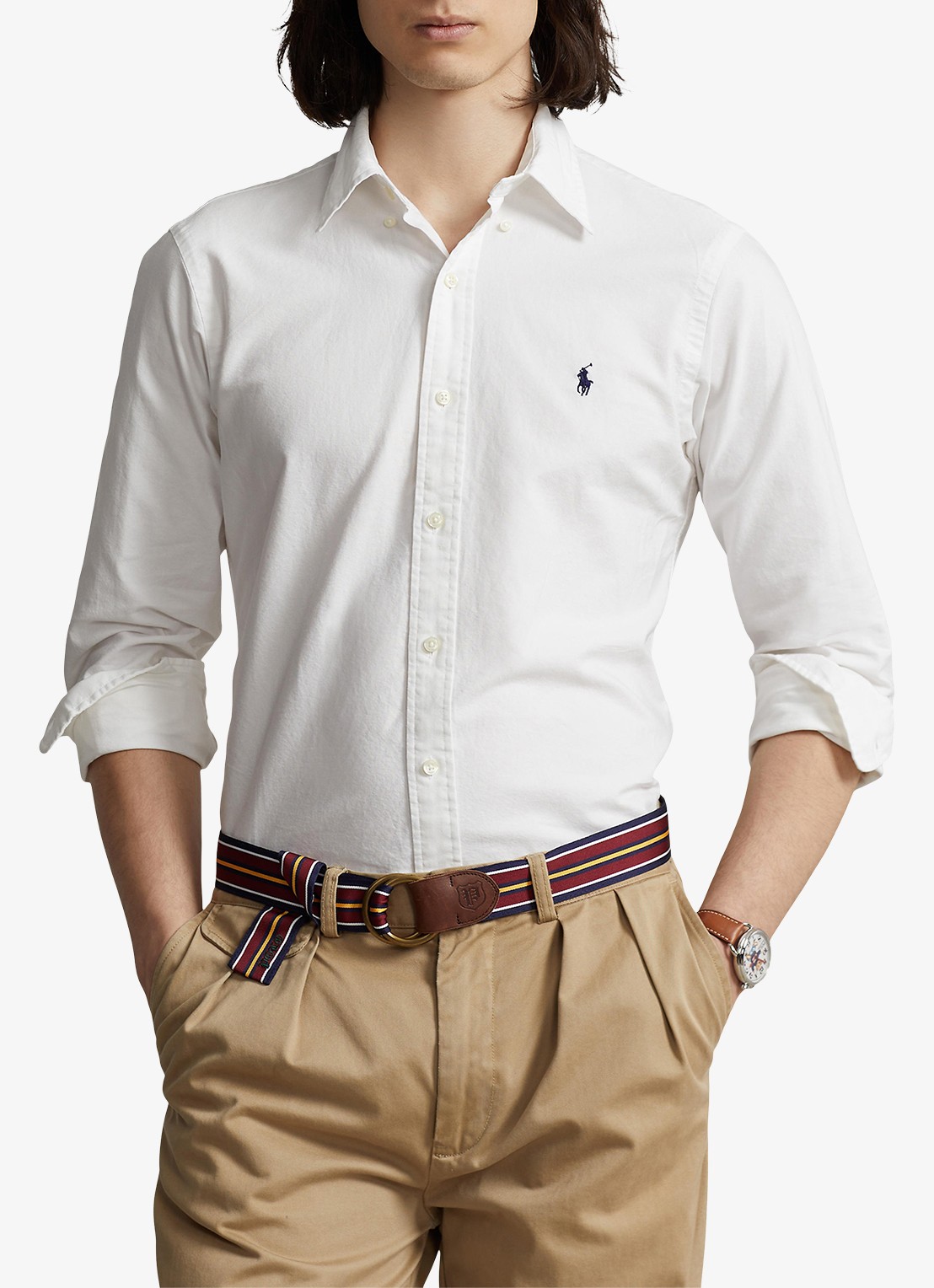 Ralph Lauren Custom fit overhemd met button-down kraag - detail white