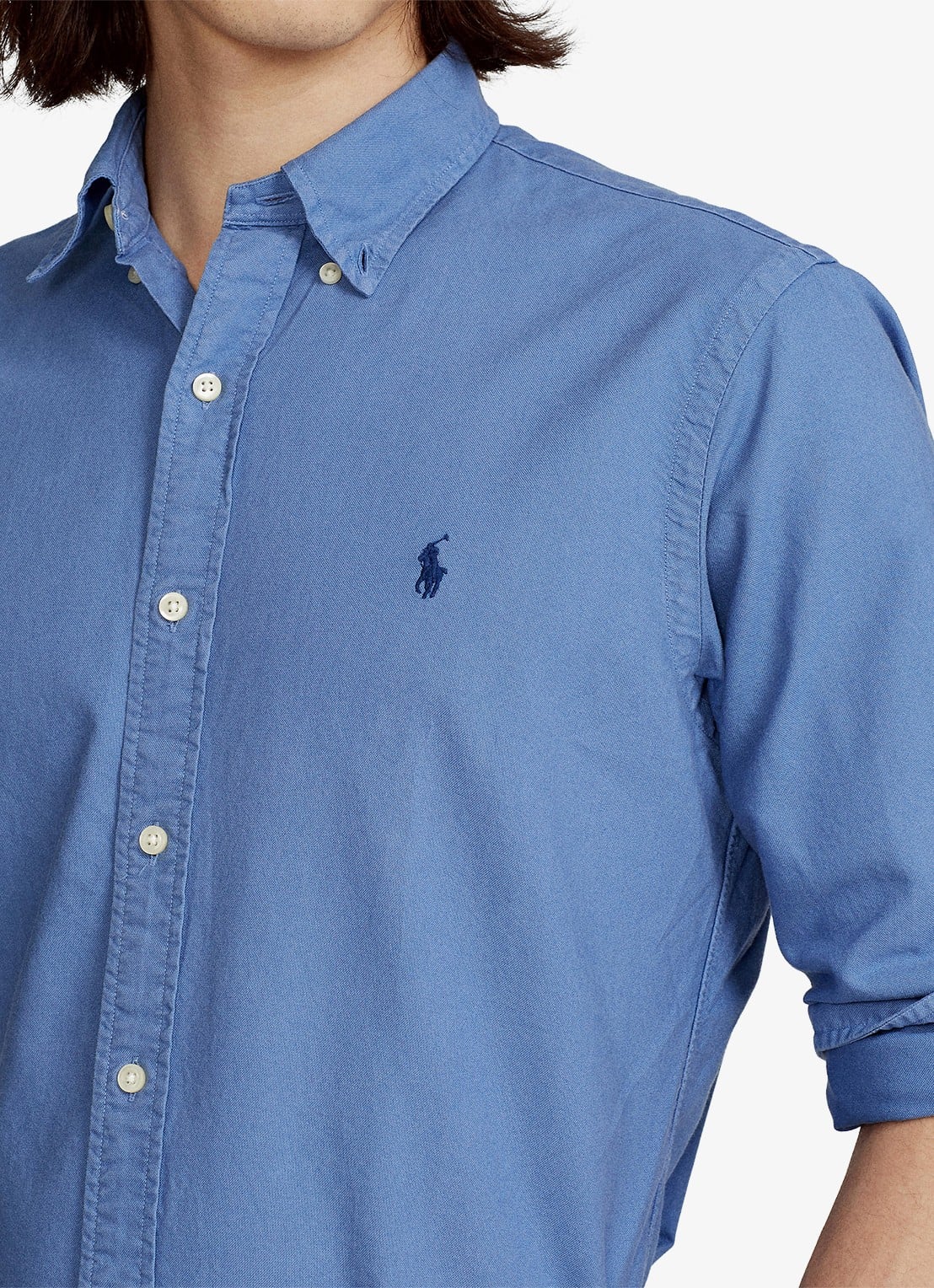 Ralph Lauren Custom fit overhemd met button-down kraag - detail 5 bastille blue / blauw