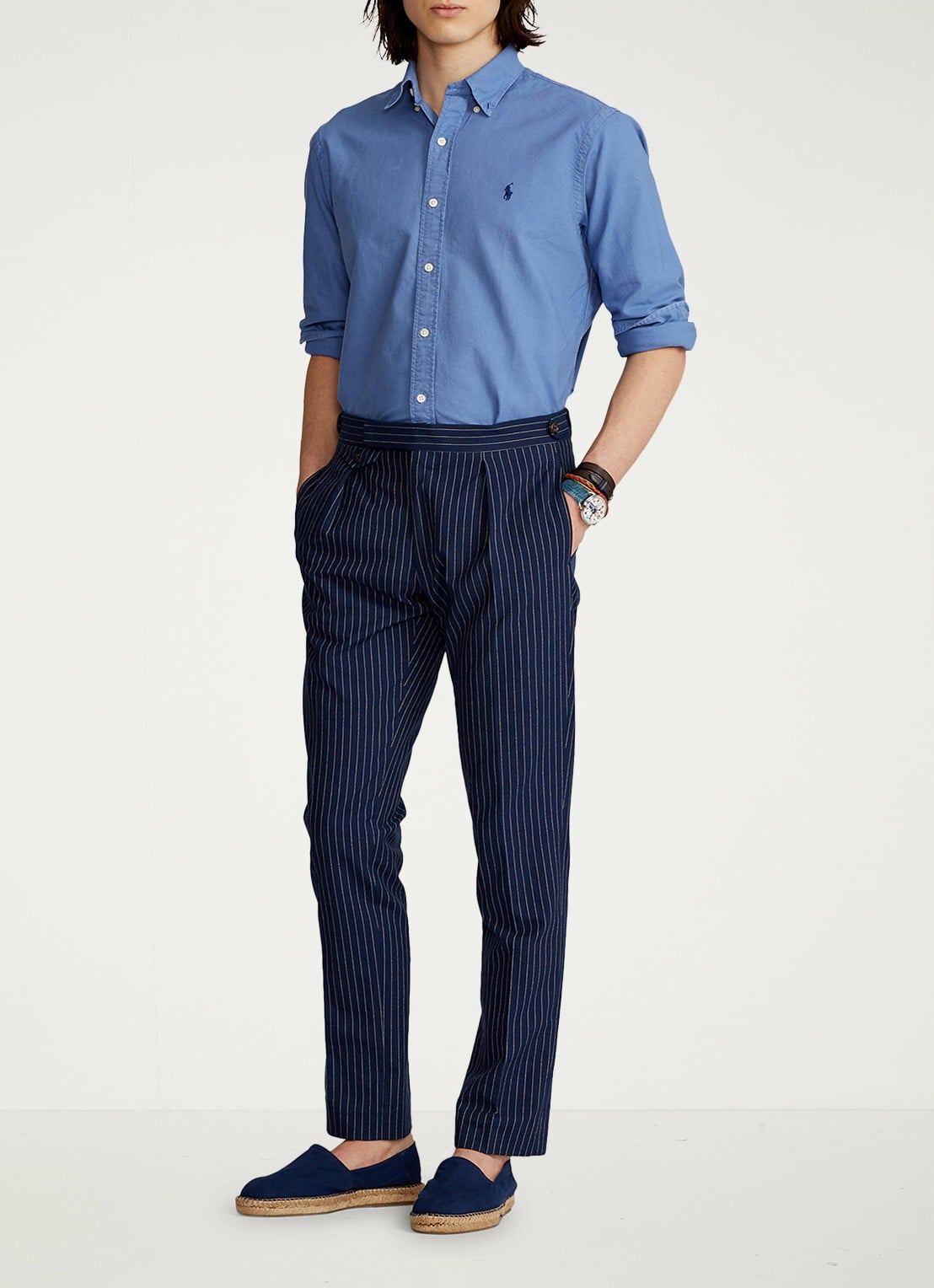 Ralph Lauren Custom fit overhemd met button-down kraag - voorkant 3 bastille blue / blauw