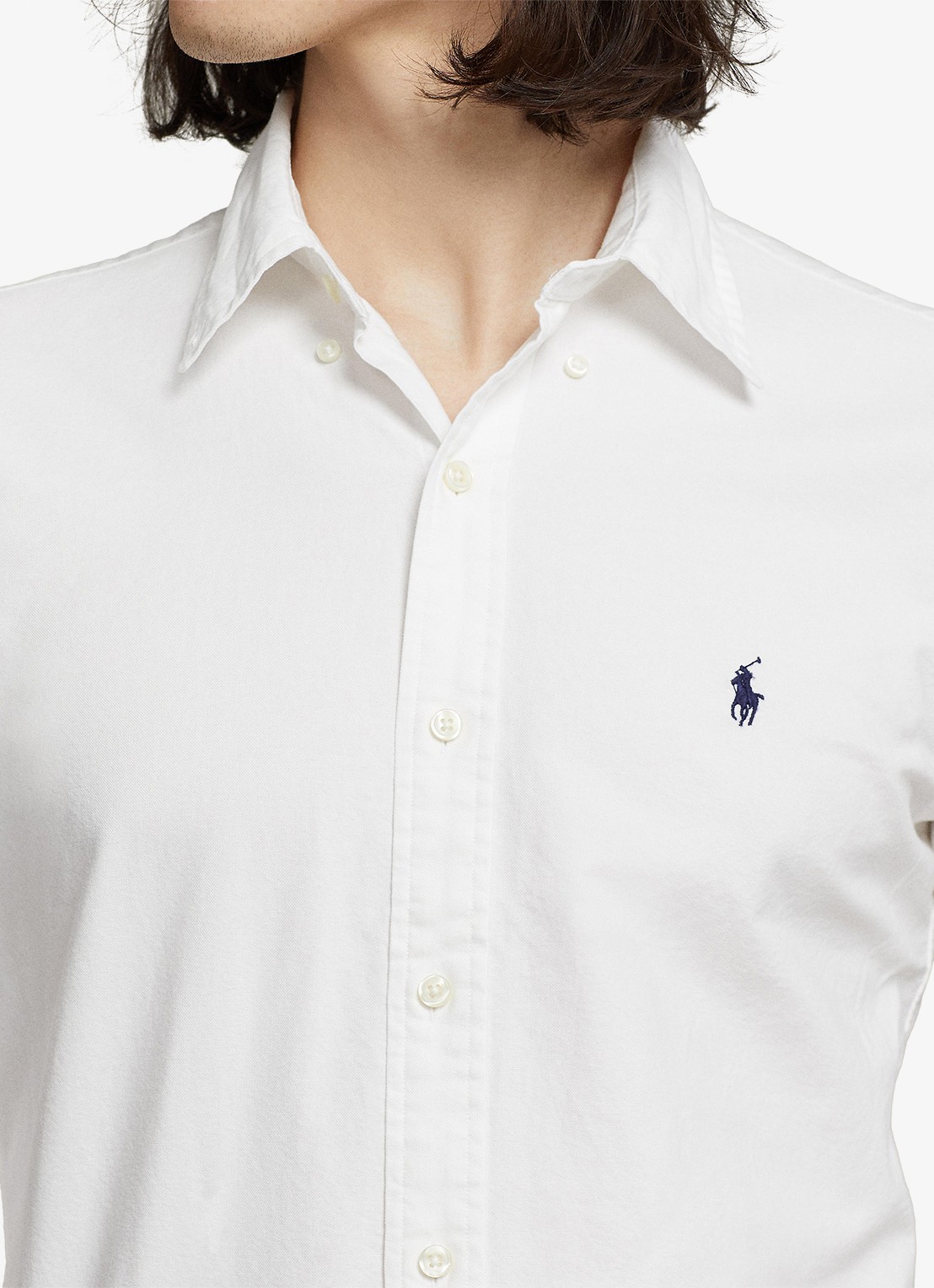 Ralph Lauren Custom fit overhemd met button-down kraag - detail 2 white / wit
