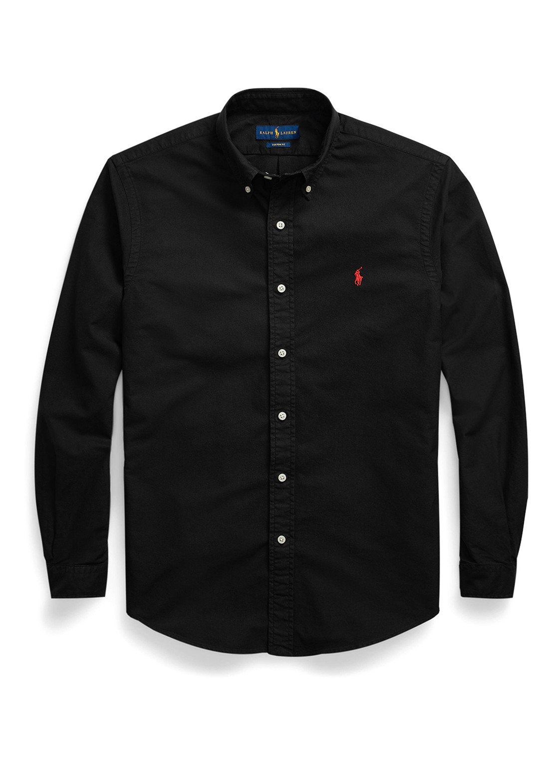 Ralph Lauren Custom fit overhemd met button-down kraag - voorkant 3 polo black / zwart