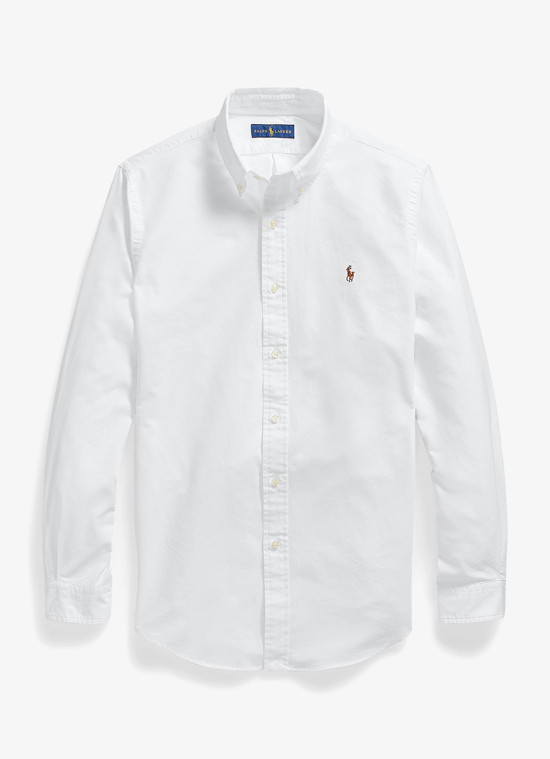 Ralph Lauren Custom fit overhemd met logoborduring - voorkant 4 white / wit