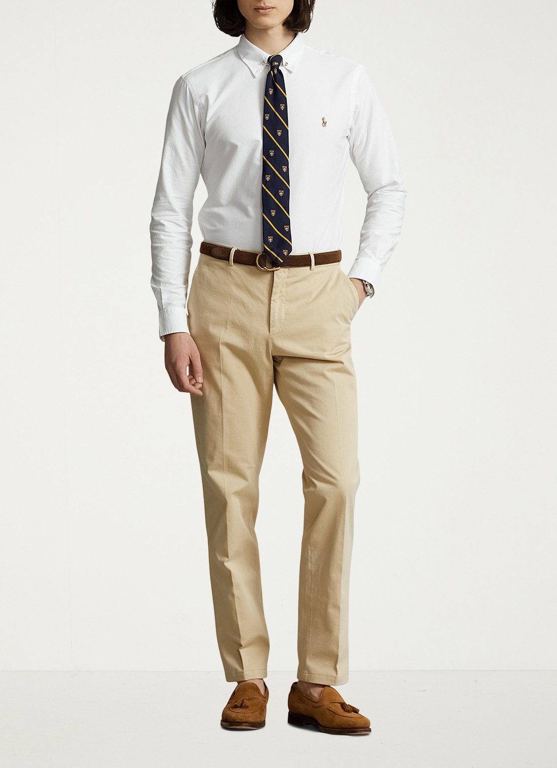 Ralph Lauren Custom fit overhemd met logoborduring - voorkant 5 white / wit