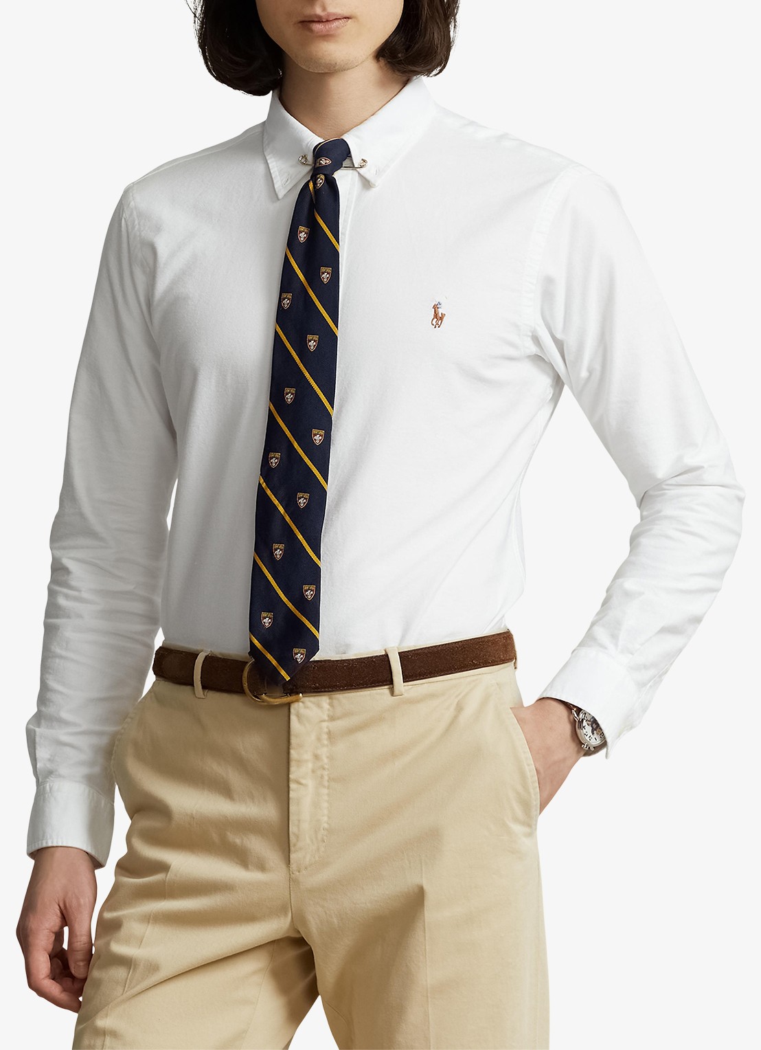 Ralph Lauren Custom fit overhemd met logoborduring - detail 10 white / wit