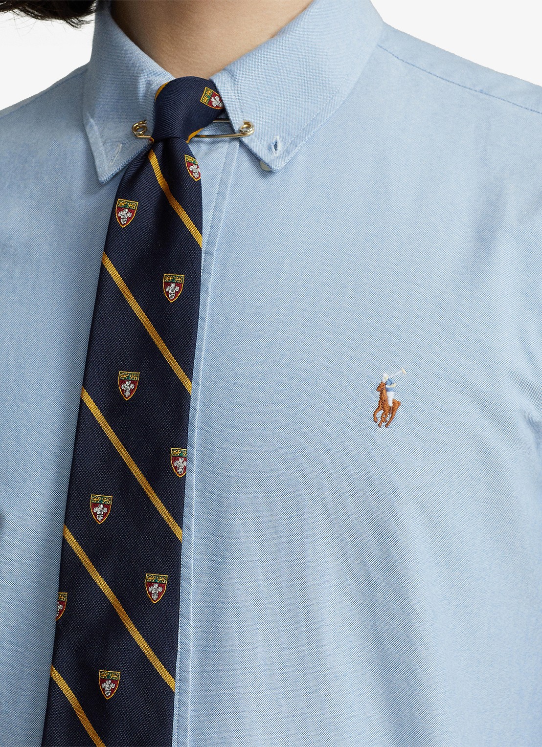 Ralph Lauren Custom fit overhemd met logoborduring - detail 4 blue / blauw