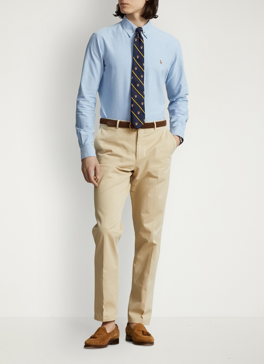 Ralph Lauren Custom fit overhemd met logoborduring - voorkant 2 blue / blauw