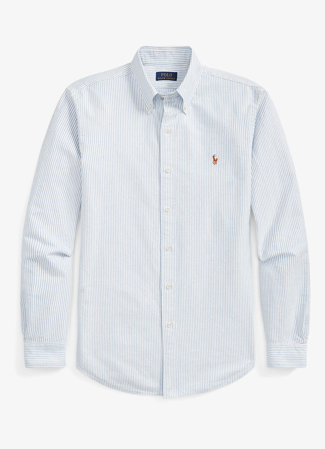 Ralph Lauren Custom fit overhemd met logoborduring - voorkant 4 blue white stripe / blauw