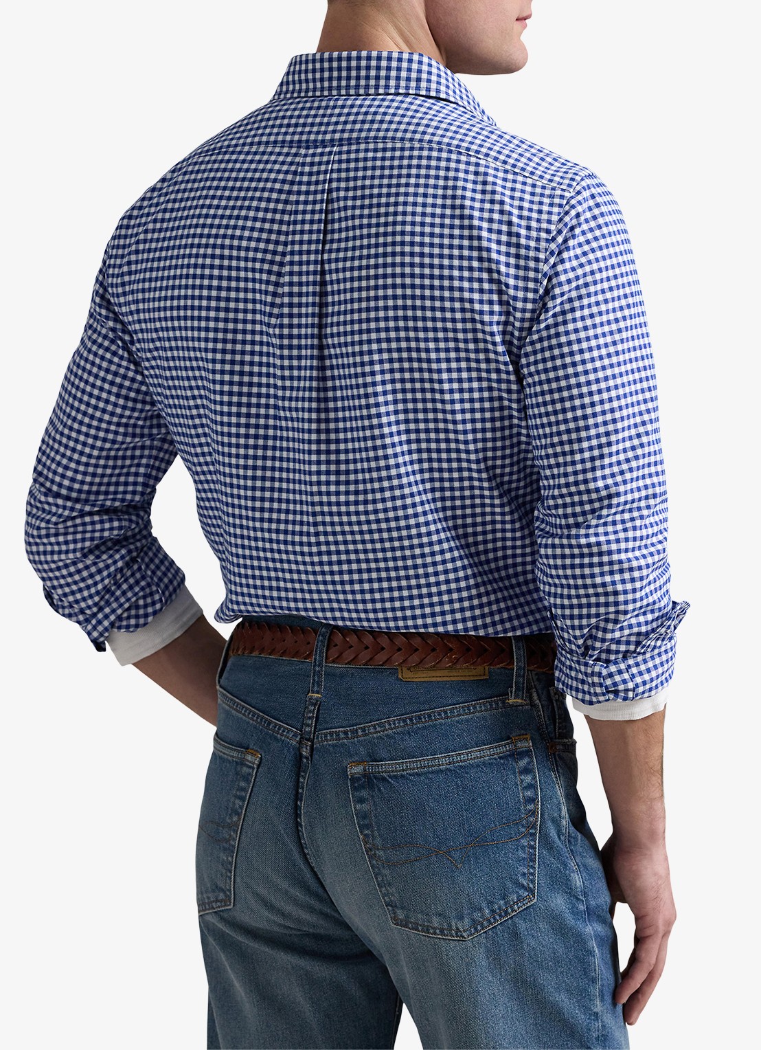 Ralph Lauren Custom fit overhemd met logoborduring - achterkant 3 blue white gingham / blauw