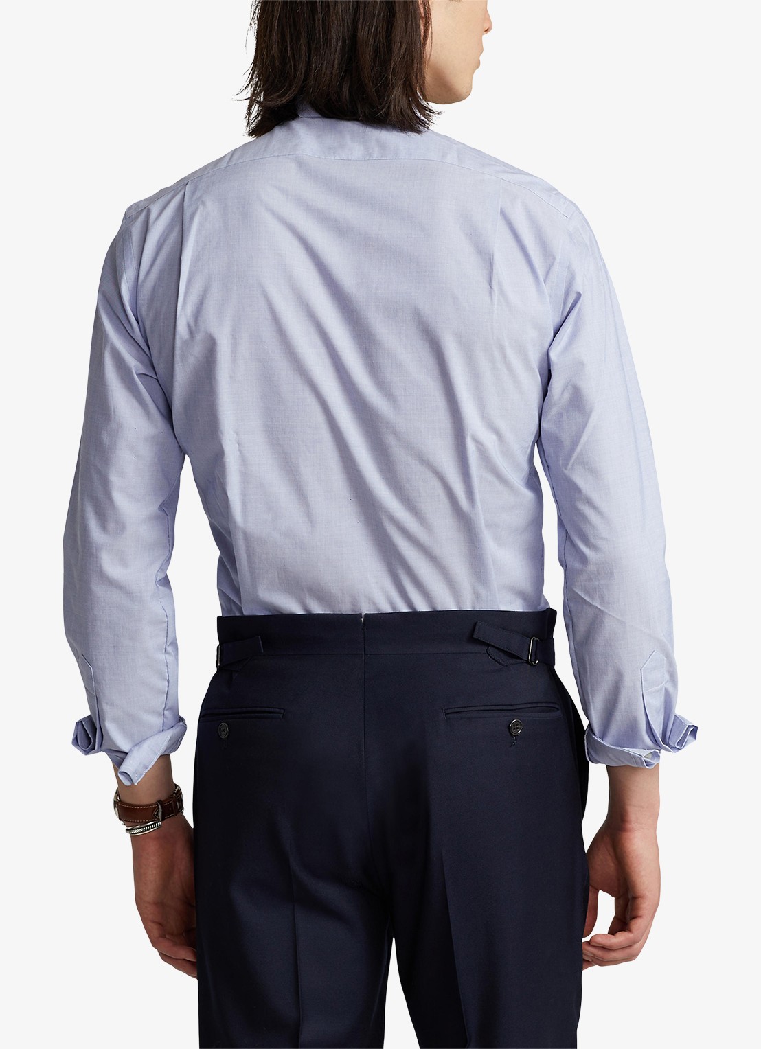 Ralph Lauren Custom fit overhemd met logoborduring - achterkant 4 light blue / white