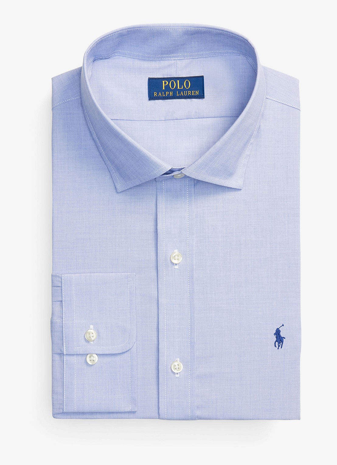 Ralph Lauren Custom fit overhemd met logoborduring - voorkant 2 light blue / white