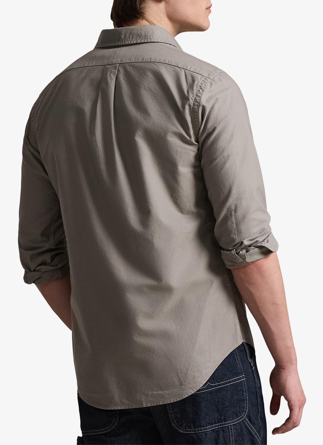 Ralph Lauren Custom fit overhemd met logoborduring - achterkant perfect grey / grijs