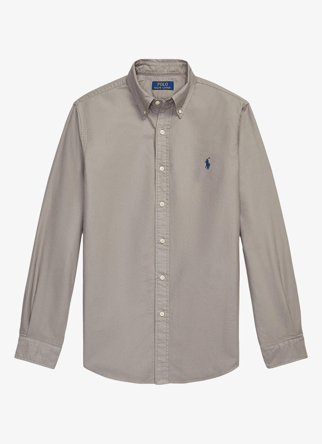 Ralph Lauren Custom fit overhemd met logoborduring - voorkant 2 perfect grey / grijs