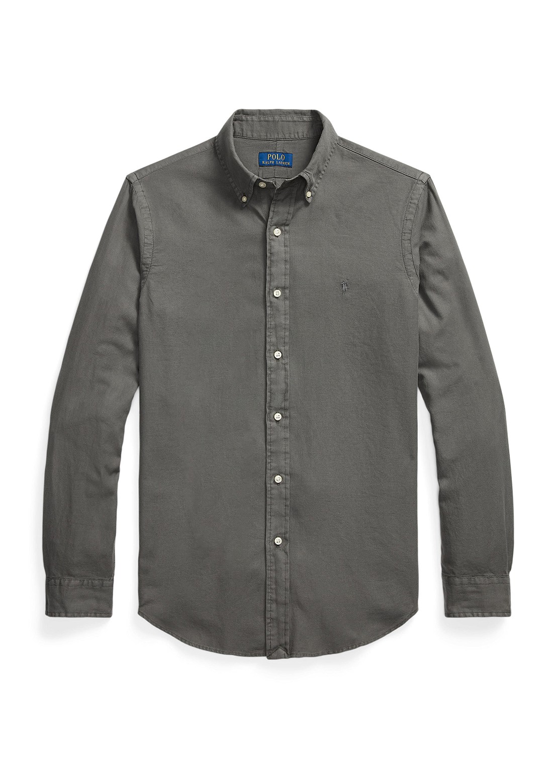 Ralph Lauren Custom fit overhemd met logoborduring - voorkant 4 dark metal / donkergrijs