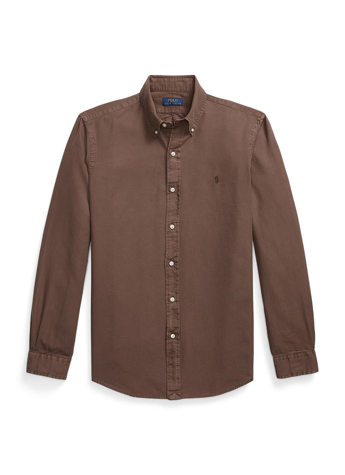 Ralph Lauren Custom fit overhemd met logoborduring - voorkant 2 nutmeg brown / bruin