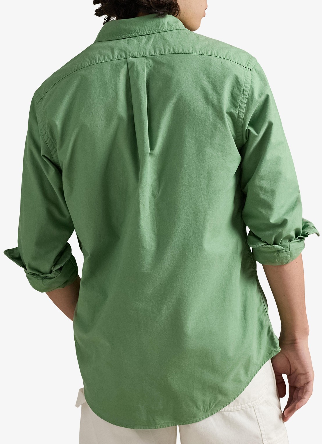 Ralph Lauren Custom fit overhemd met logoborduring - achterkant 5 outback green / groen