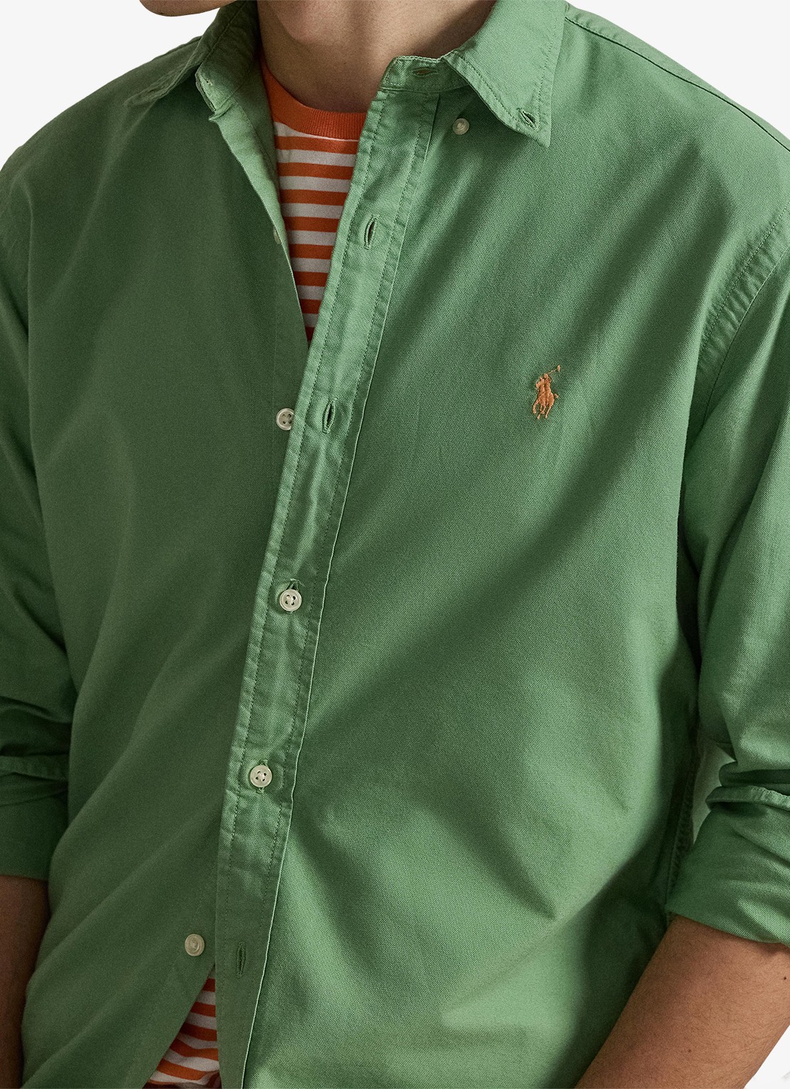 Ralph Lauren Custom fit overhemd met logoborduring - detail 4 outback green / groen