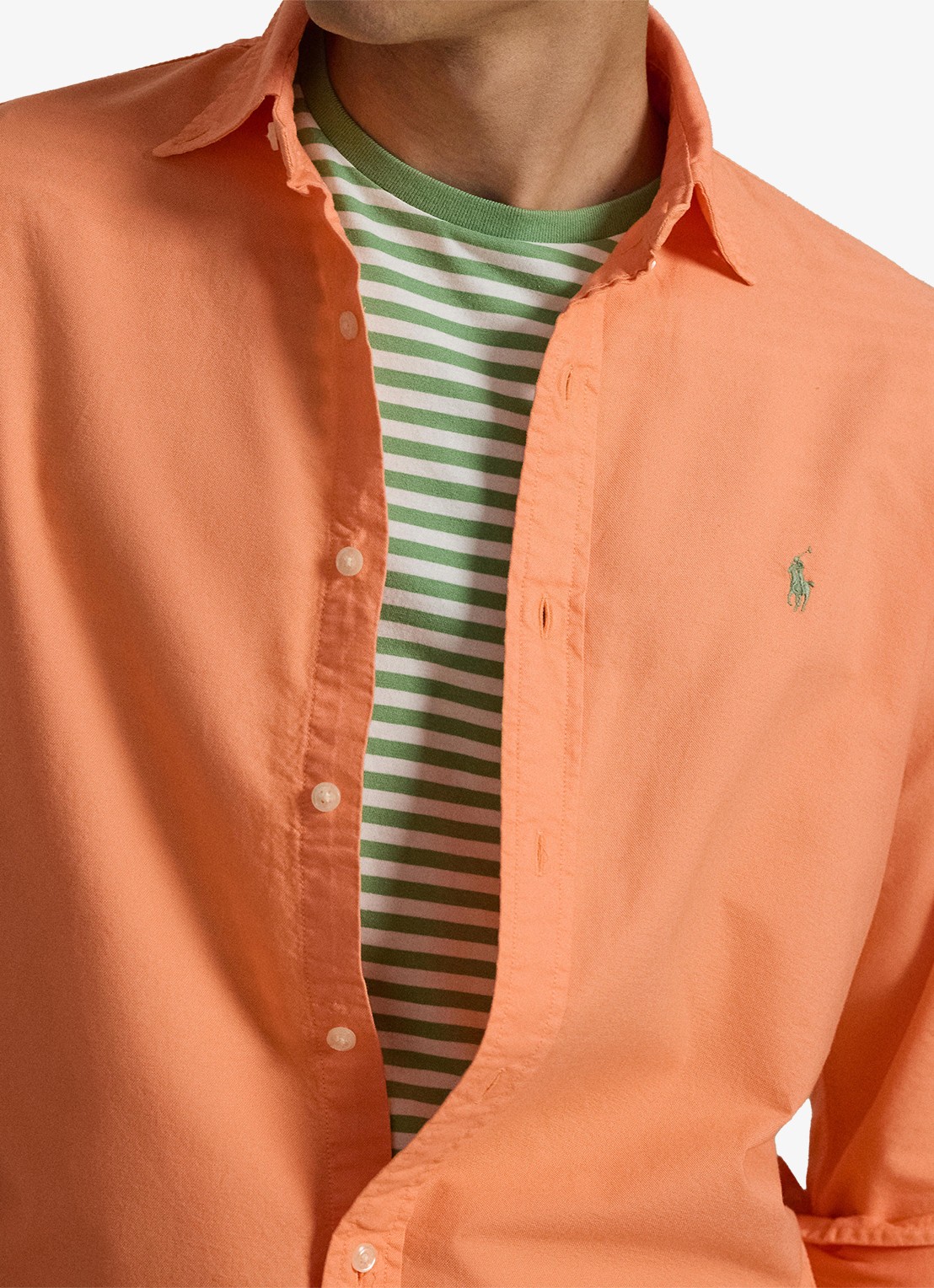 Ralph Lauren Custom fit overhemd met logoborduring - detail 2 pompano orange / oranje