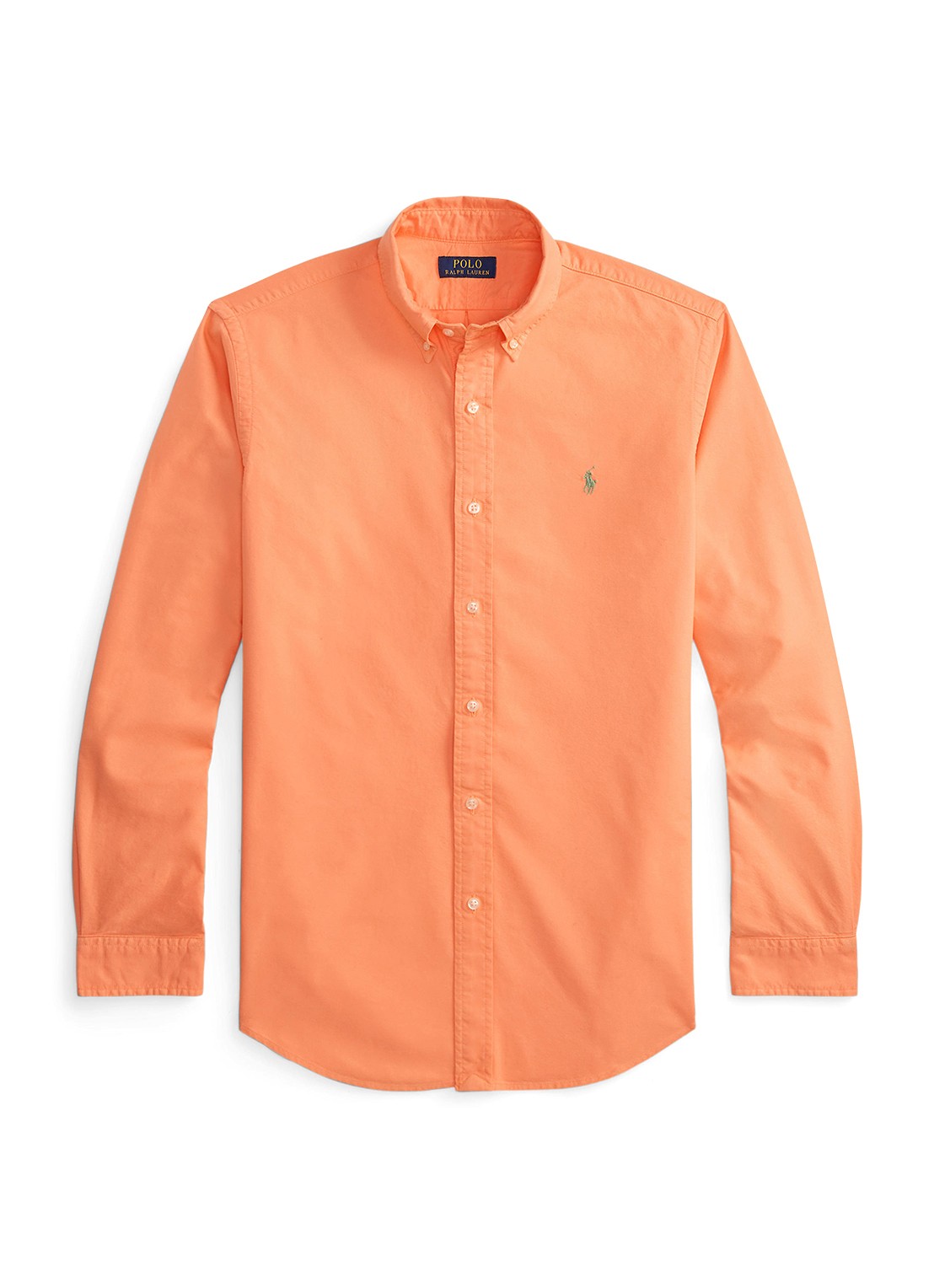 Ralph Lauren Custom fit overhemd met logoborduring - voorkant 4 pompano orange / oranje