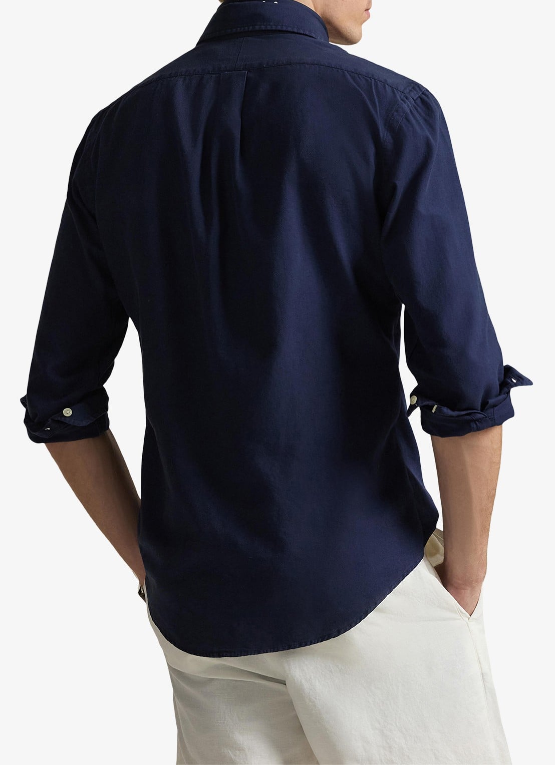 Ralph Lauren Custom fit overhemd met logoborduring - achterkant 3 cruise navy / donkerblauw