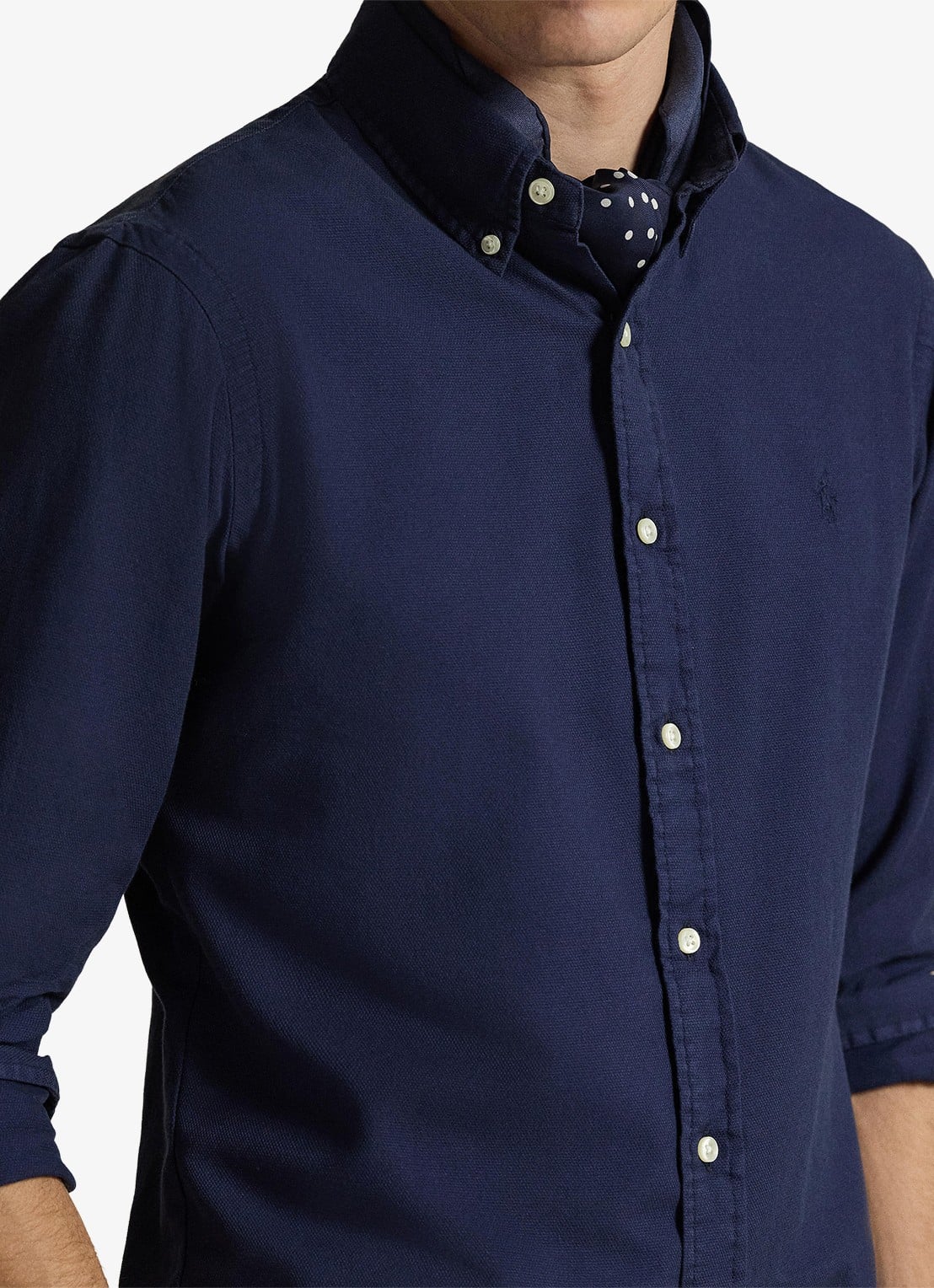 Ralph Lauren Custom fit overhemd met logoborduring - detail 2 cruise navy / donkerblauw