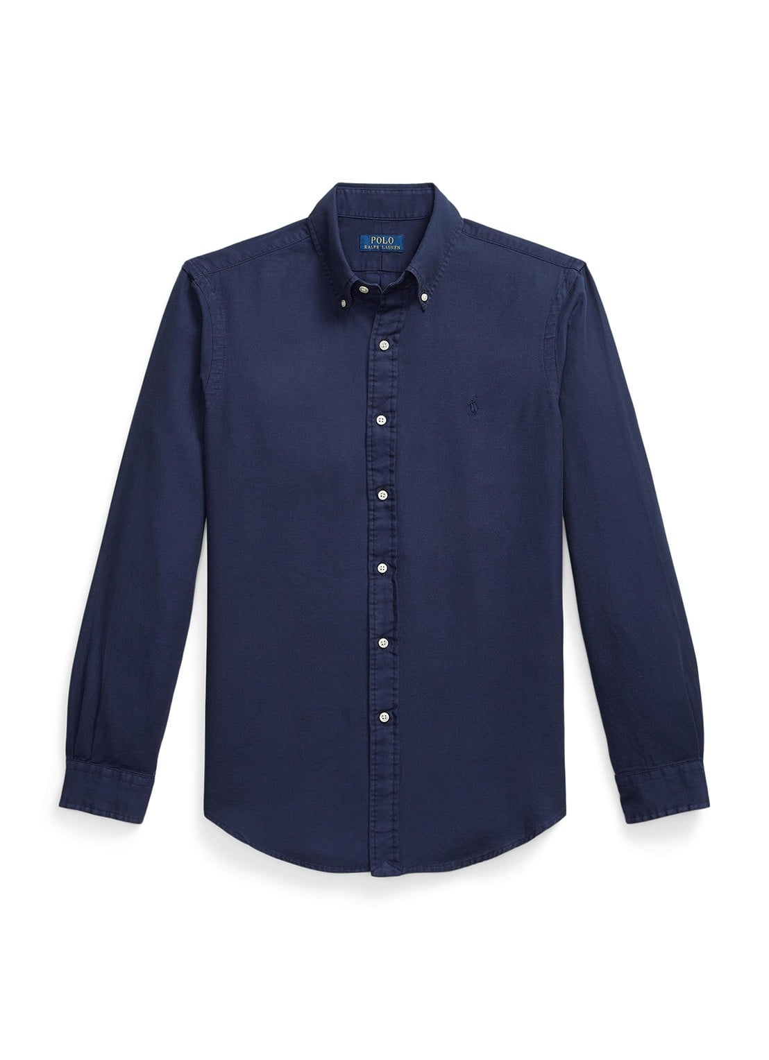 Ralph Lauren Custom fit overhemd met logoborduring - voorkant 4 cruise navy / donkerblauw
