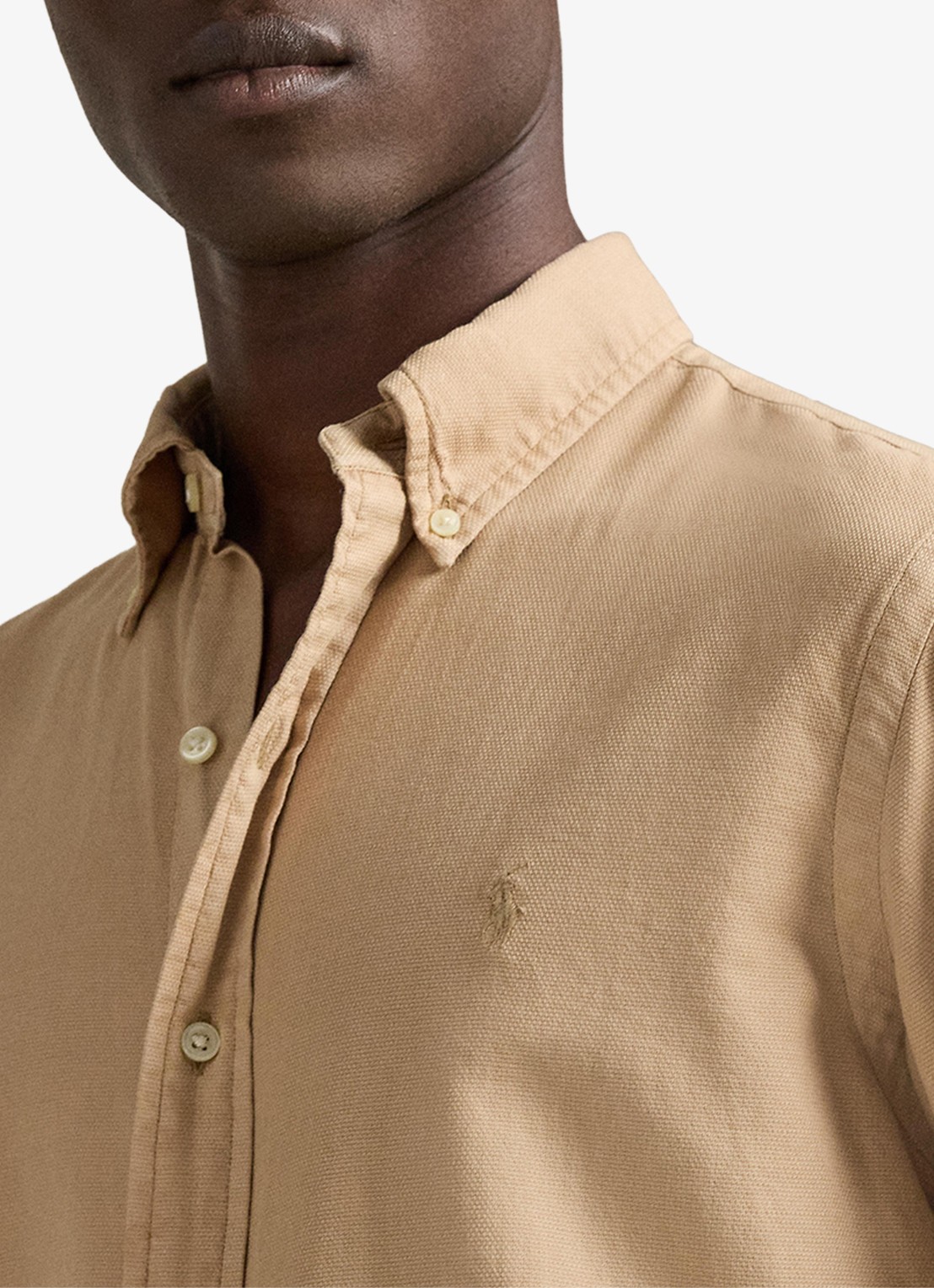 Ralph Lauren Custom fit overhemd met logoborduring - detail 3 surrey tan / bruin