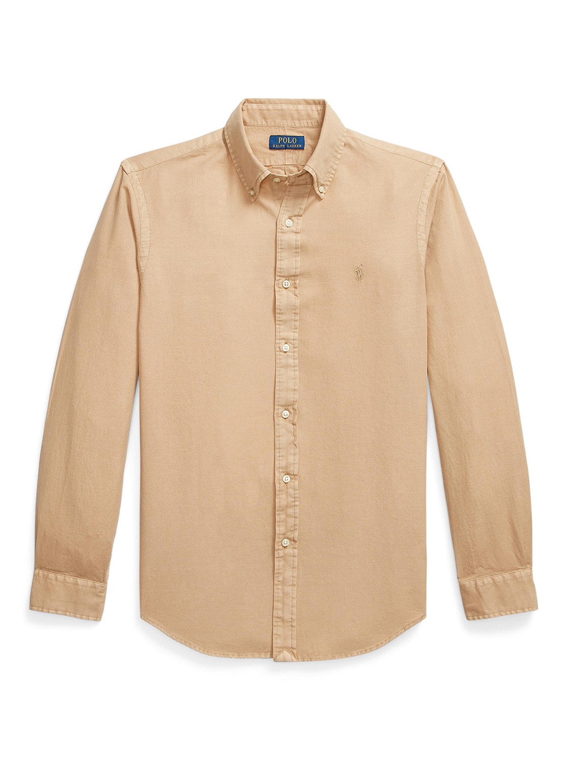 Ralph Lauren Custom fit overhemd met logoborduring - voorkant 4 surrey tan / bruin