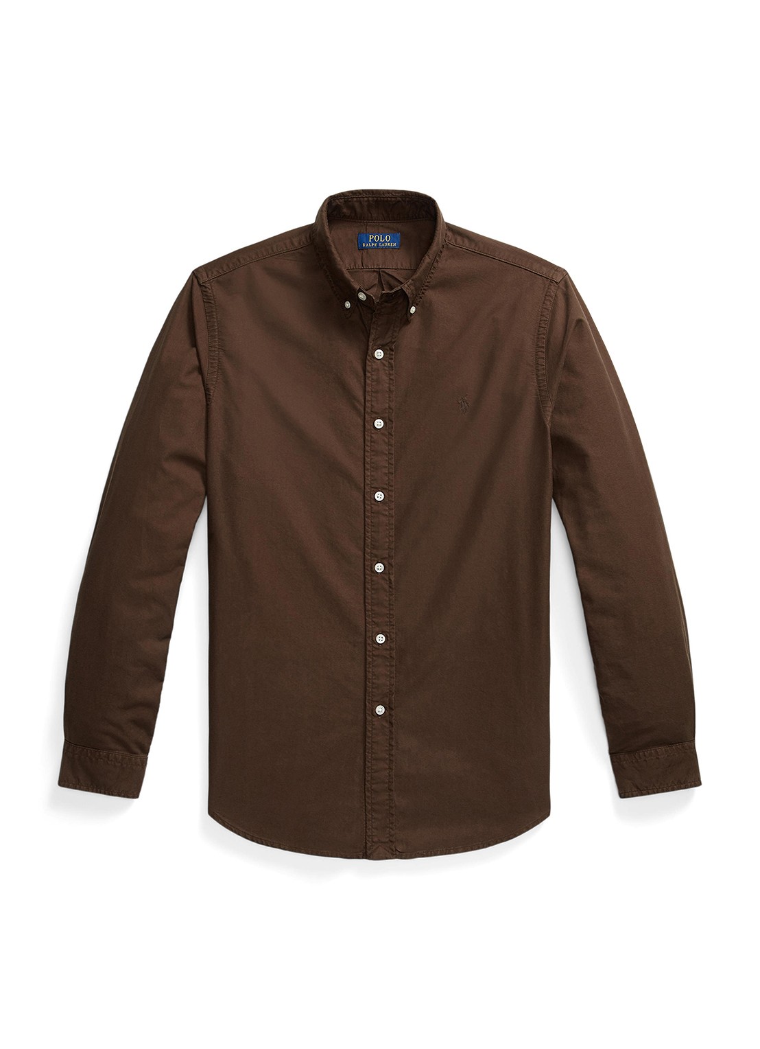 Ralph Lauren Custom fit overhemd met logoborduring - voorkant nutmeg brown / bruin