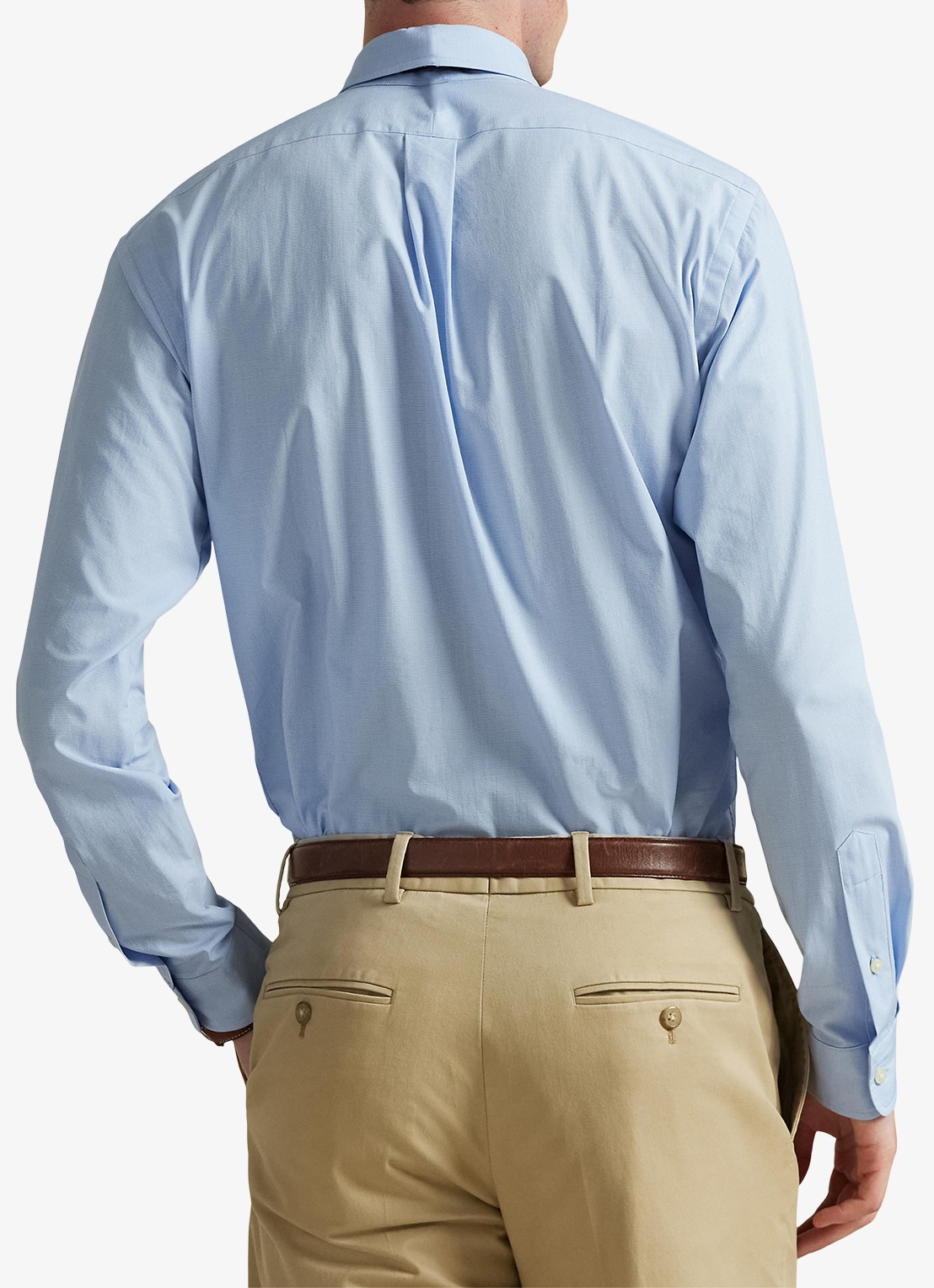 Ralph Lauren Custom fit overhemd met logoborduring - achterkant cabana blue white / lichtblauw
