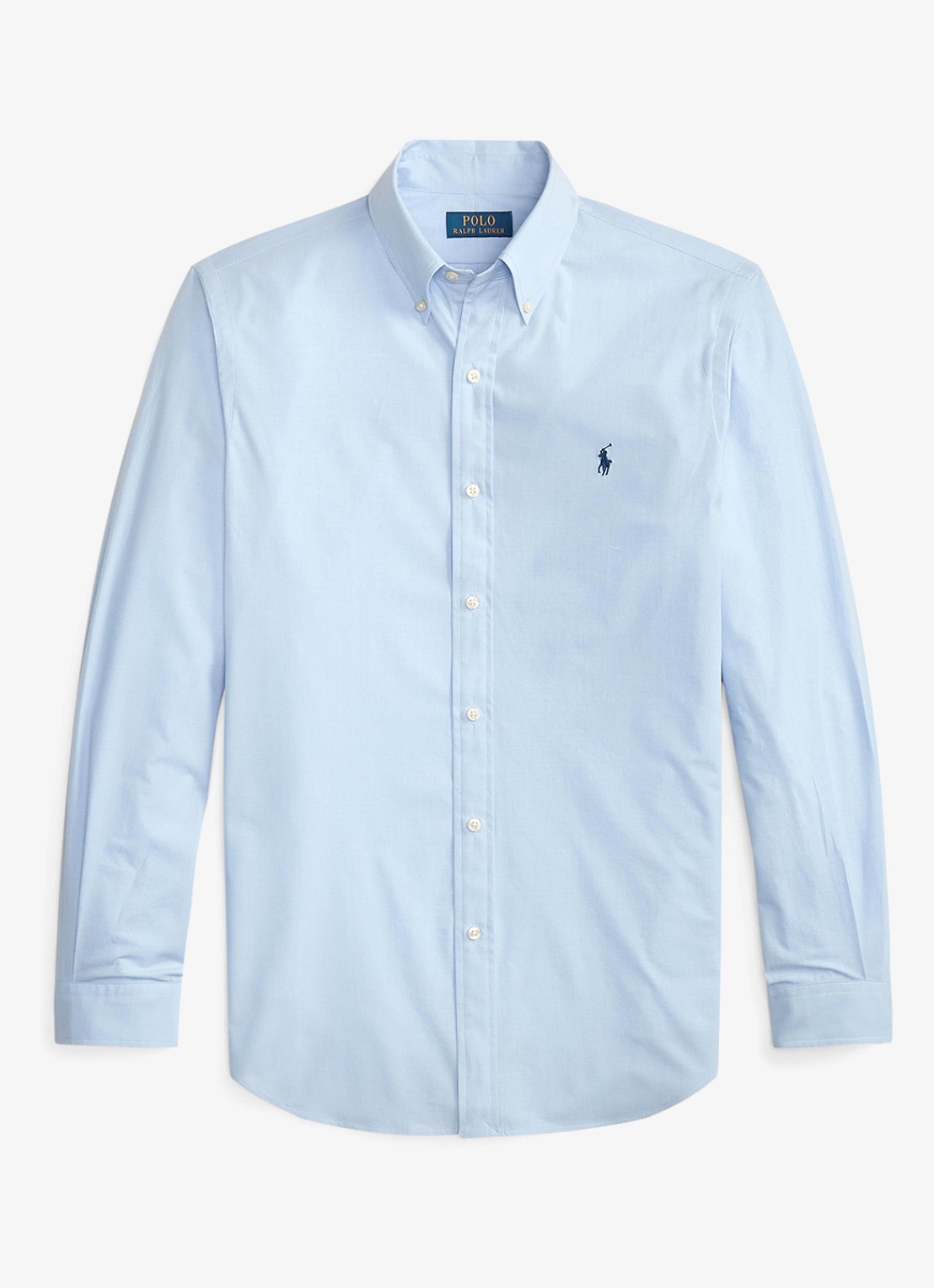 Ralph Lauren Custom fit overhemd met logoborduring - voorkant 2 cabana blue white / lichtblauw