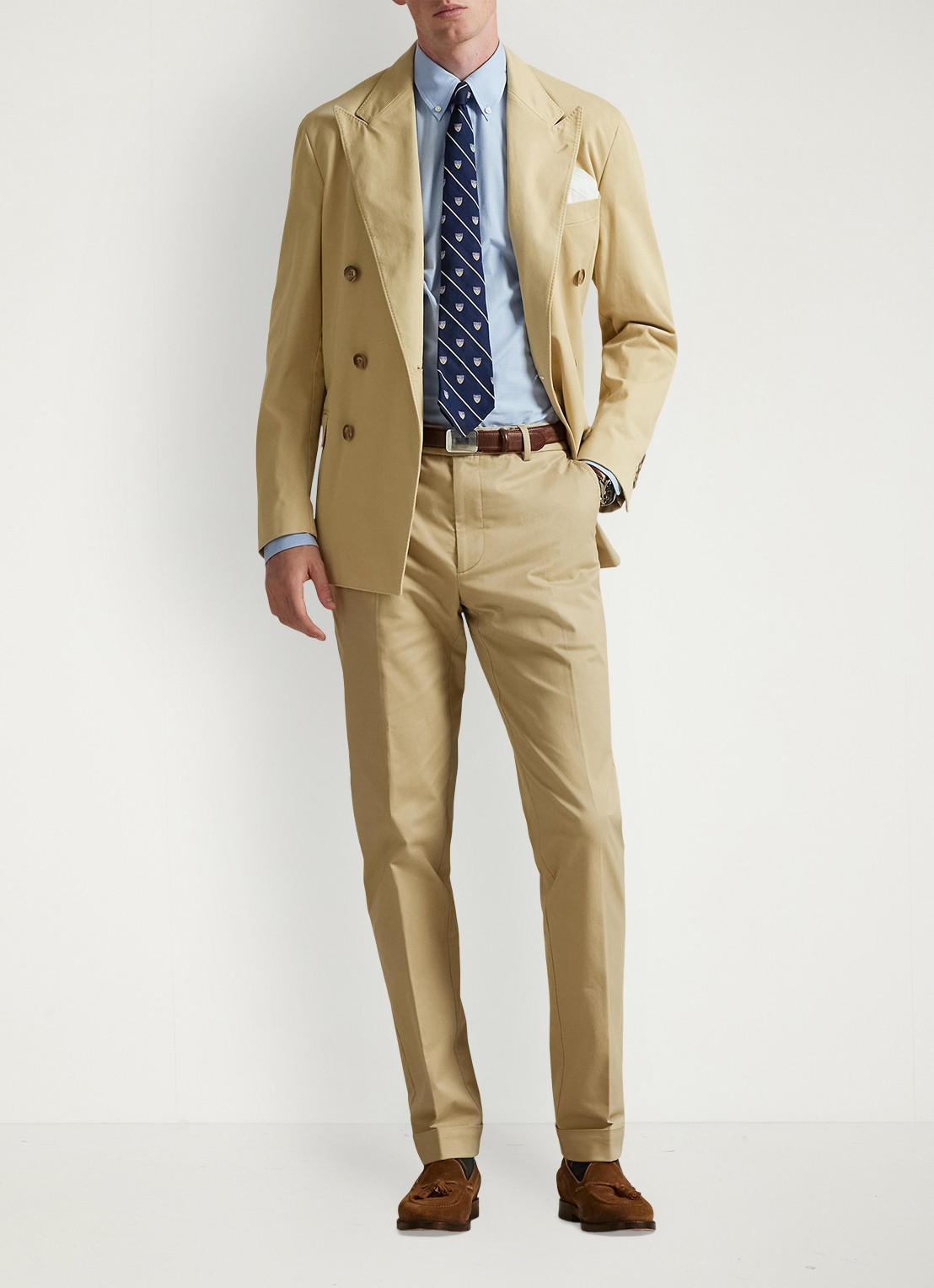 Ralph Lauren Custom fit overhemd met logoborduring - voorkant 3 cabana blue white / lichtblauw