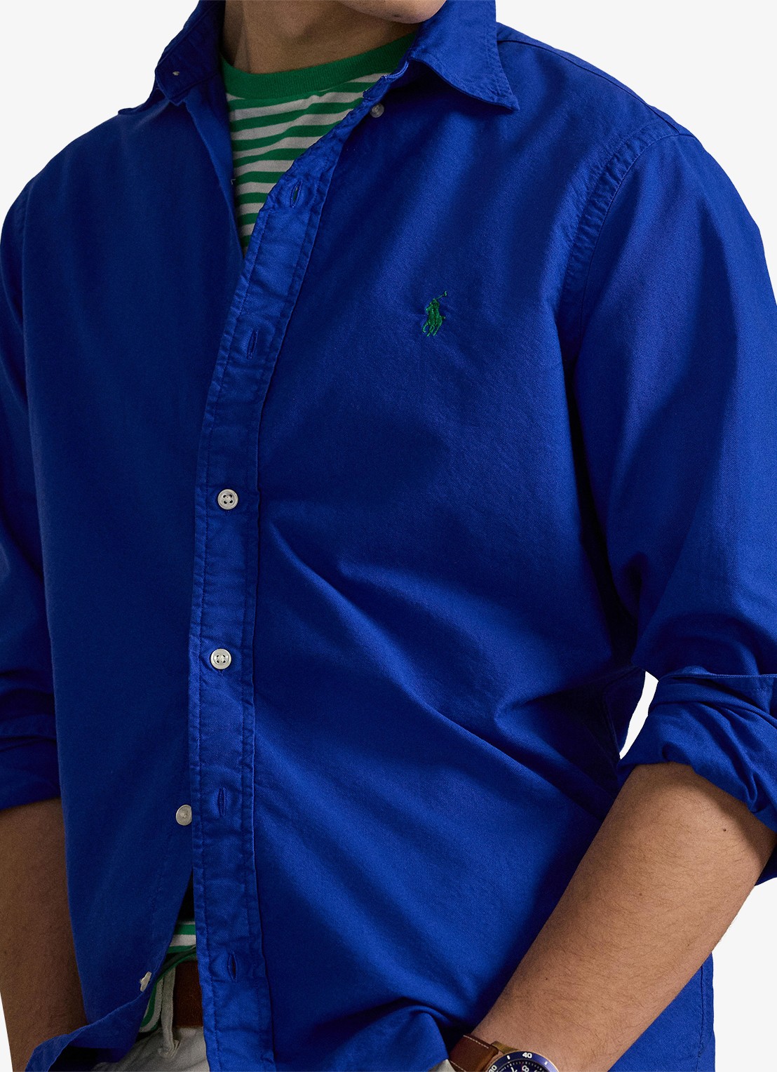 Ralph Lauren Custom fit overhemd met logoborduring - detail 2 pacific royal