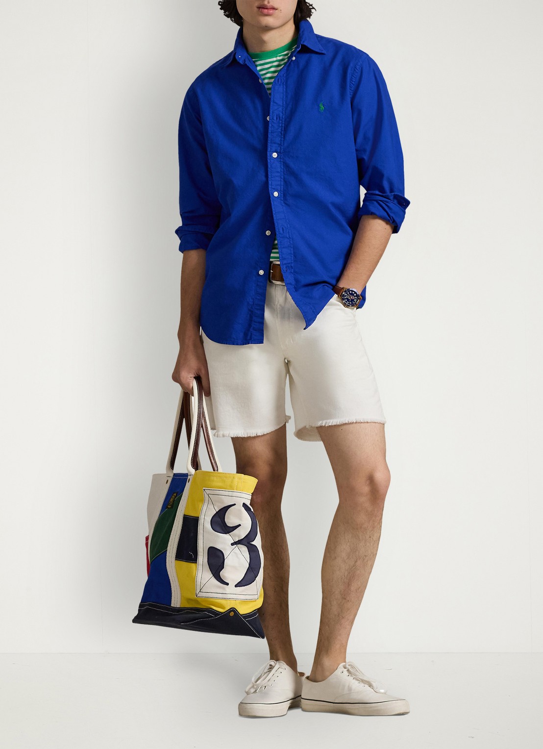 Ralph Lauren Custom fit overhemd met logoborduring - voorkant 4 pacific royal