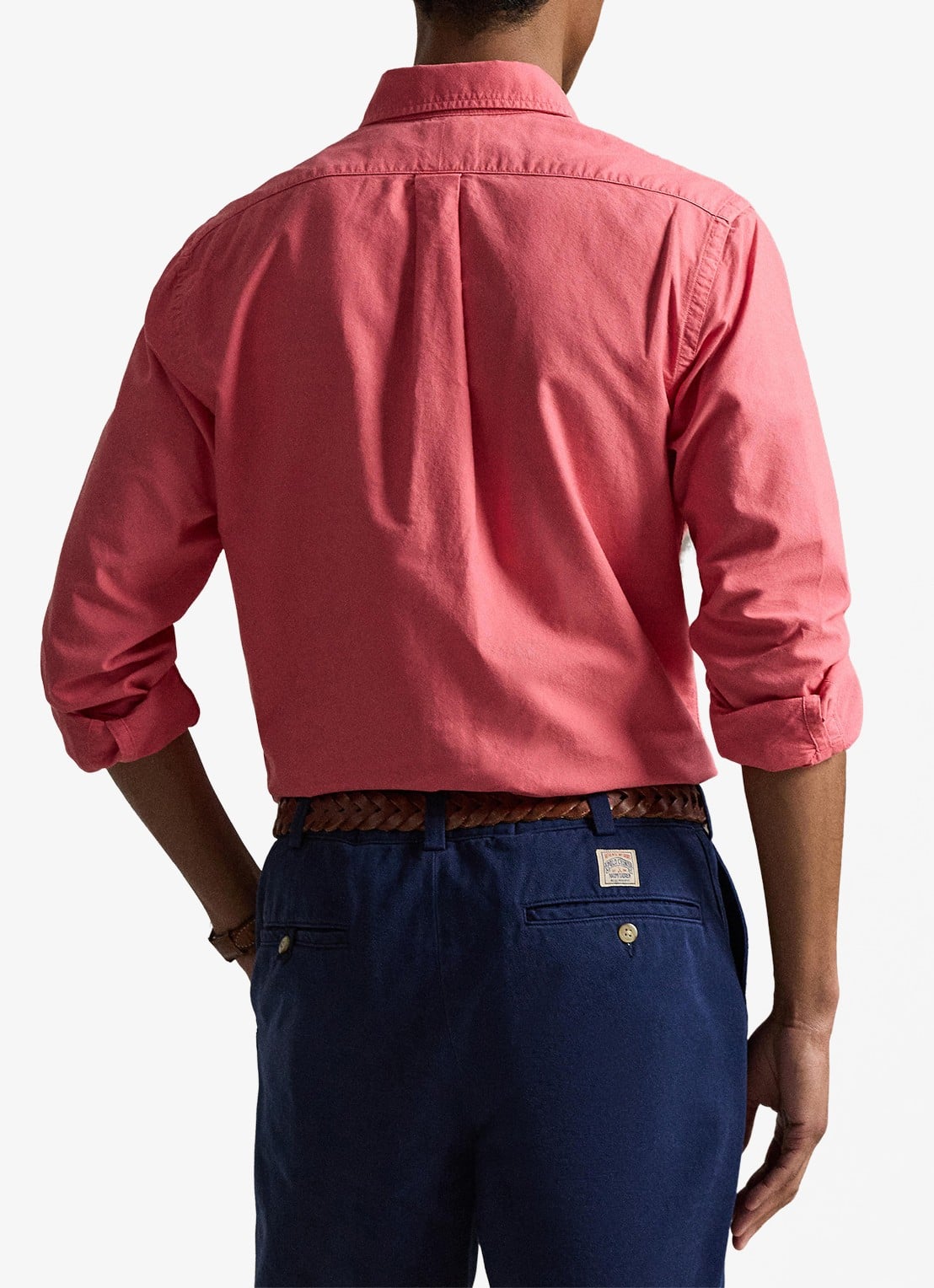 Ralph Lauren Custom fit overhemd met logoborduring - achterkant pale red