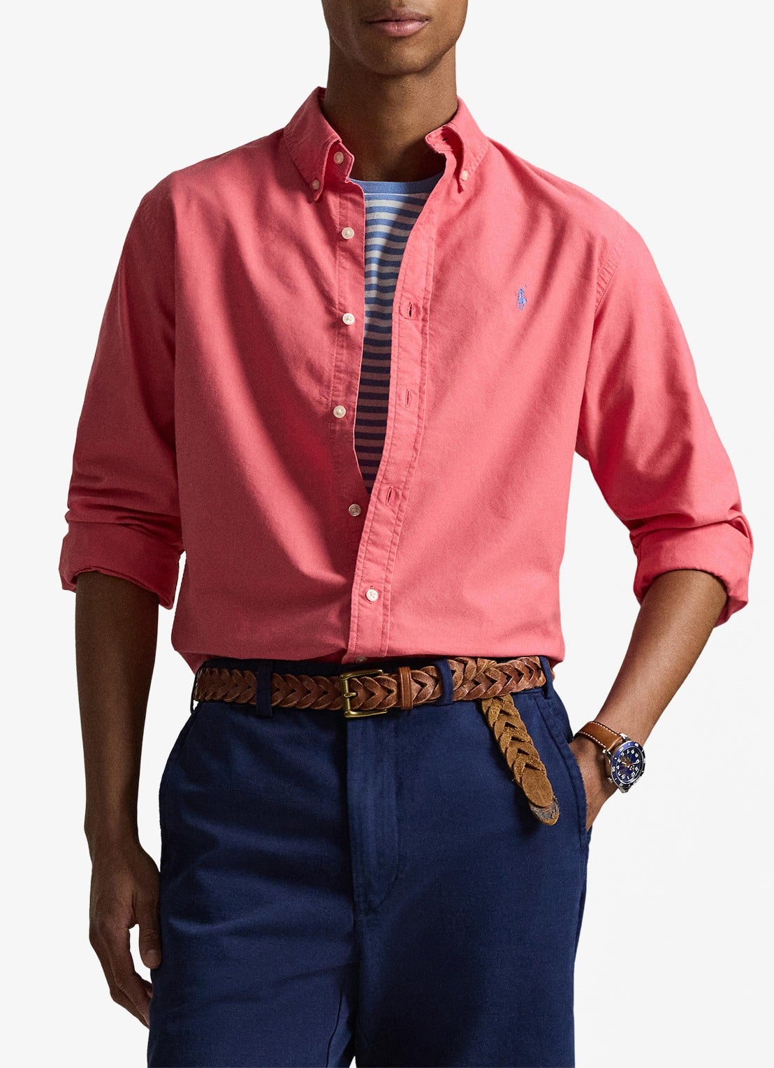 Ralph Lauren Custom fit overhemd met logoborduring - detail 4 pale red